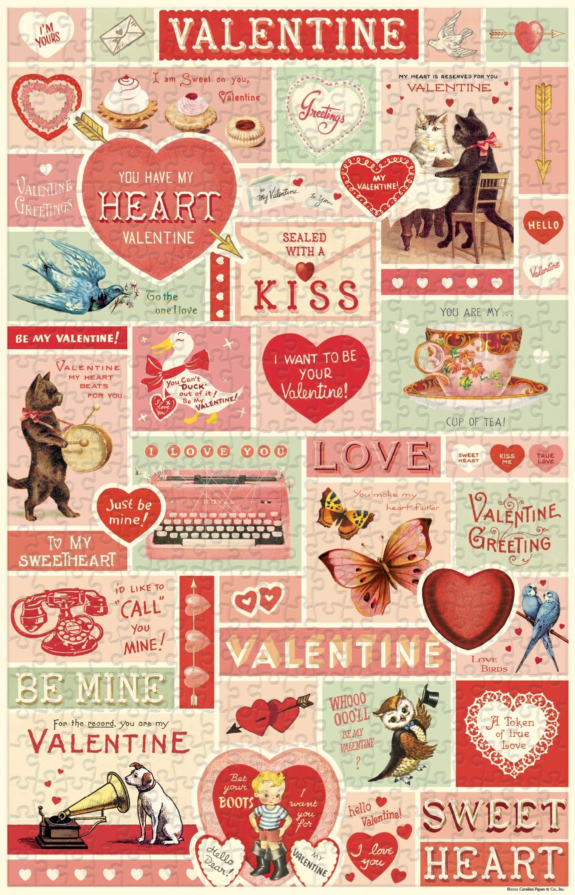 Cavallini & Co. Vintage Valentine 500 Piece Puzzle – 14 x 22 Inches