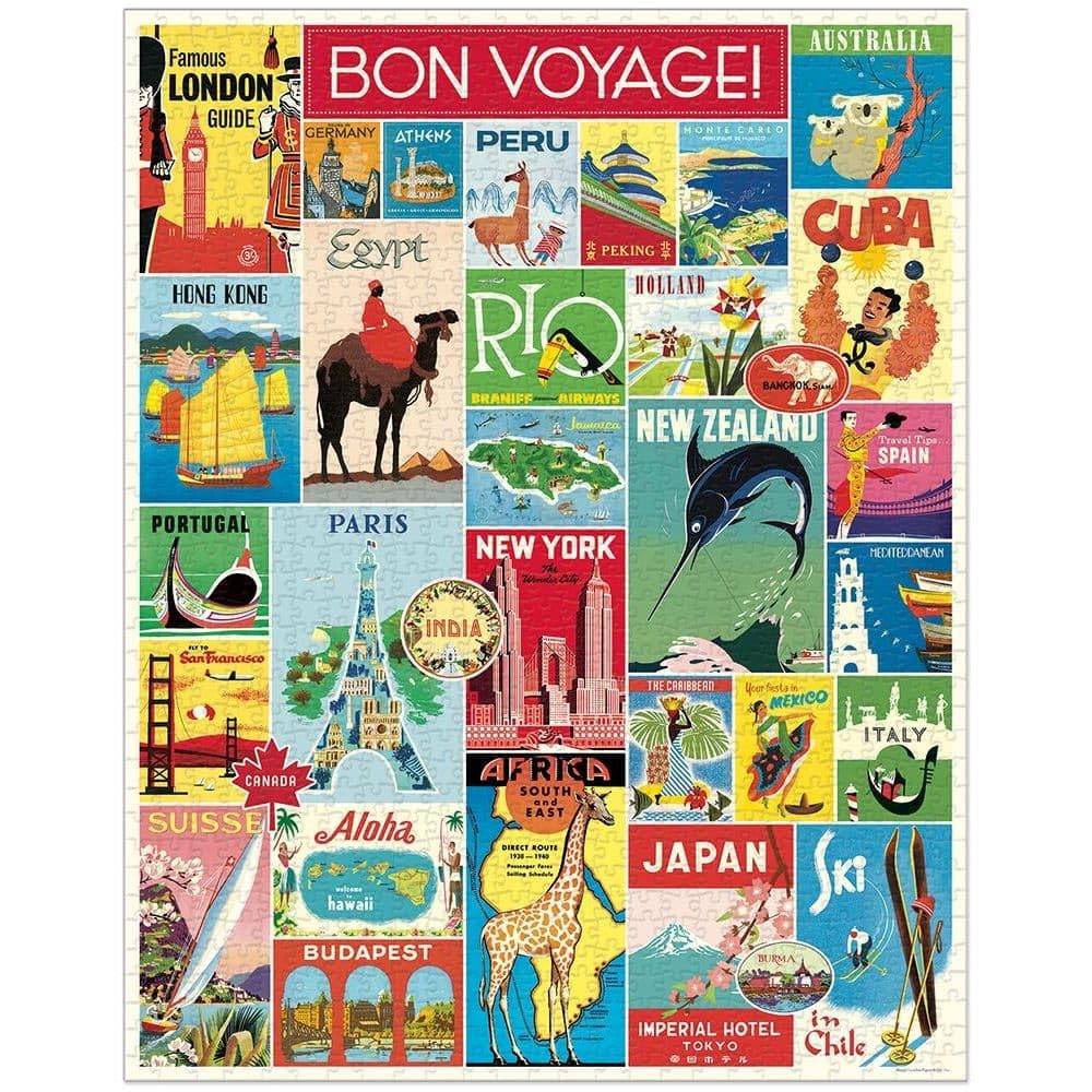 CAVANILLI & CO. Cavallini 1000-Piece Puzzle: Vintage Travel Posters (20 x 28 in)