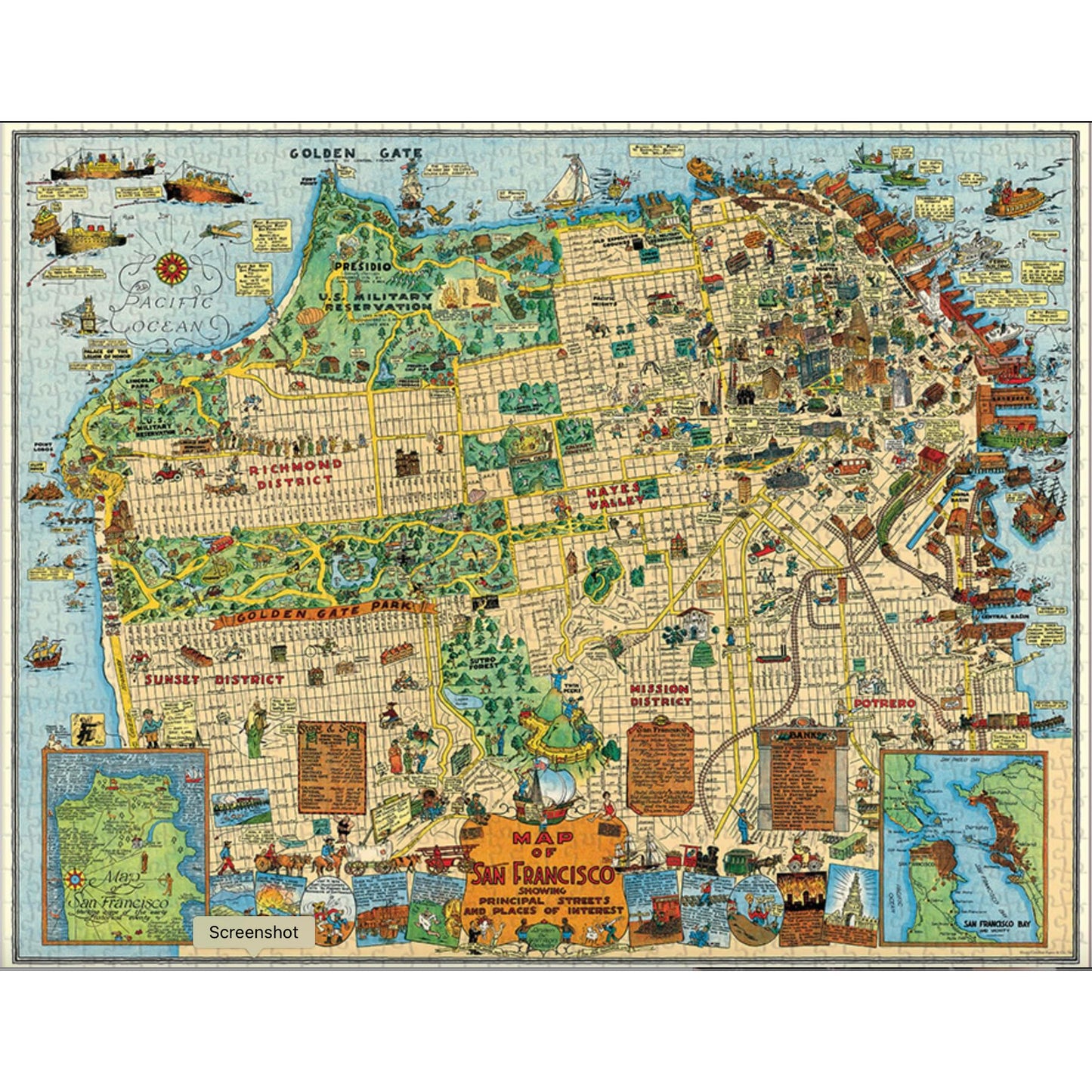 Cavallini 1000-Piece Puzzle: Map of San Francisco | Vintage Map Art | Cavallini & Co.