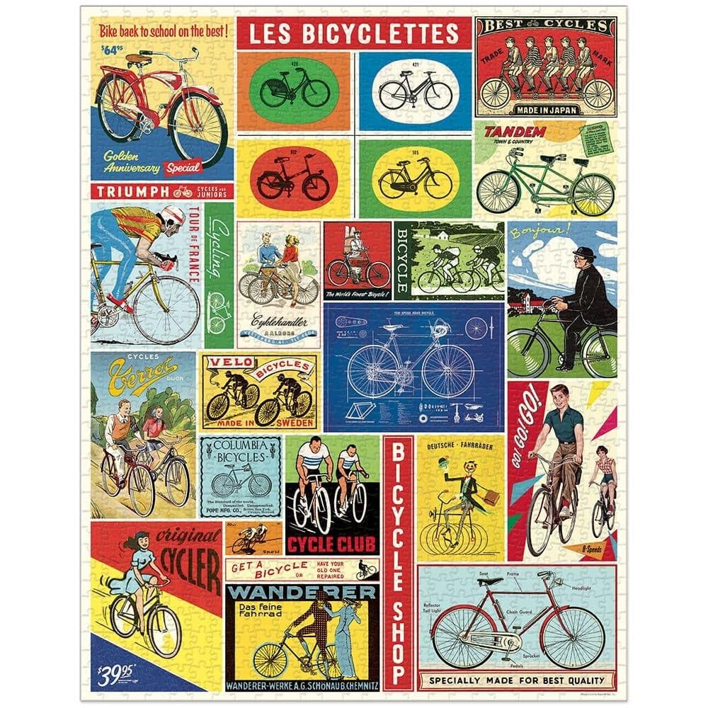 CAVANILLI & CO. 1000-Piece Puzzle — Bicycles, Vintage Bicycle Art