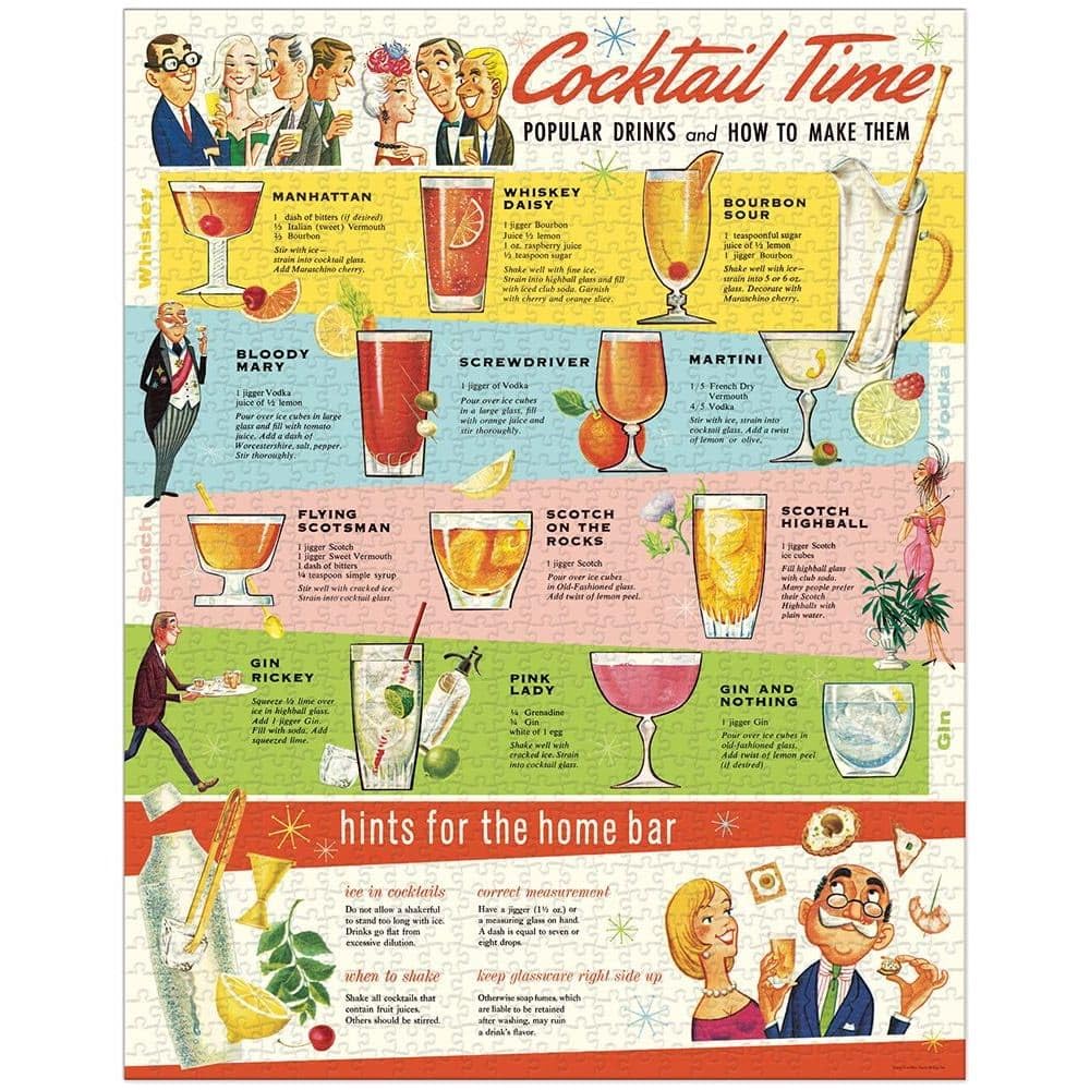 CAVANILLI & CO. Cavallini 1000-Piece Puzzle: Cocktails & Vintage Party Illustrations