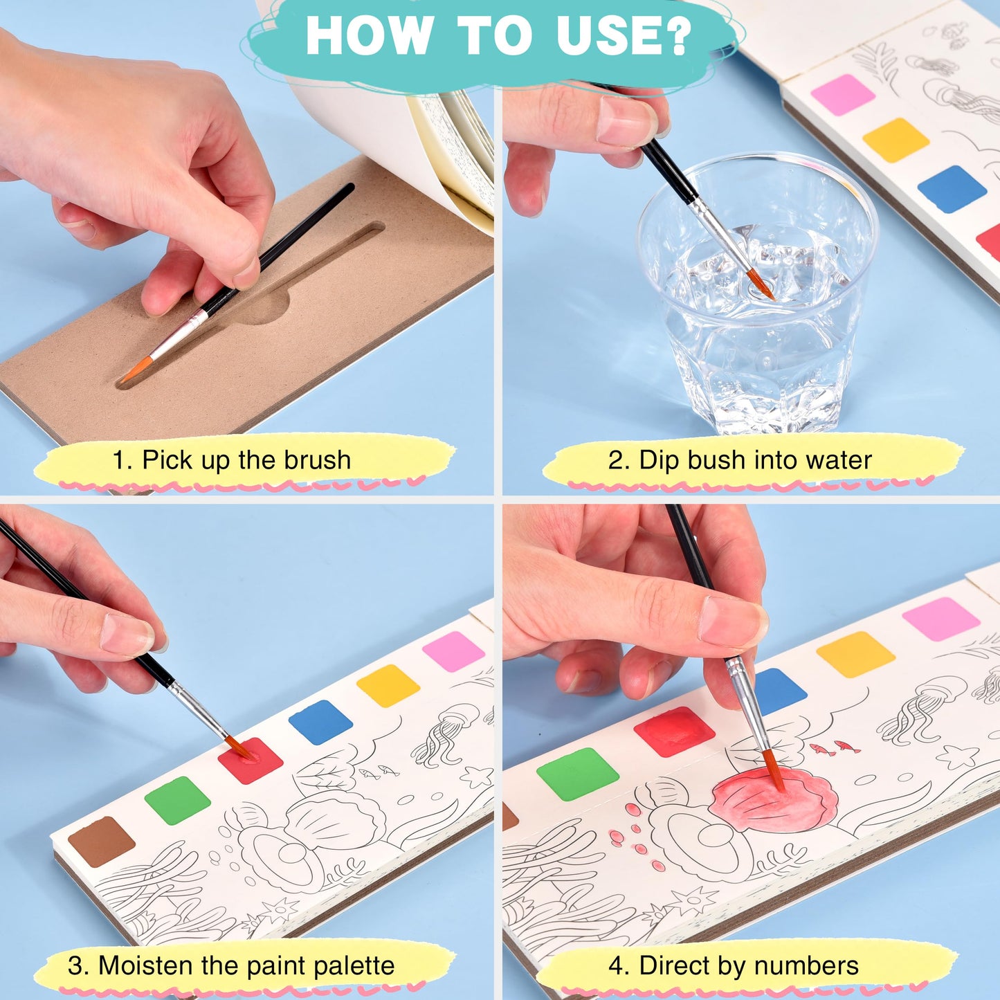 Cavnewt 4Pack Mini Paint Pad – Mess-Free Pocket Watercolor Set for Kids
