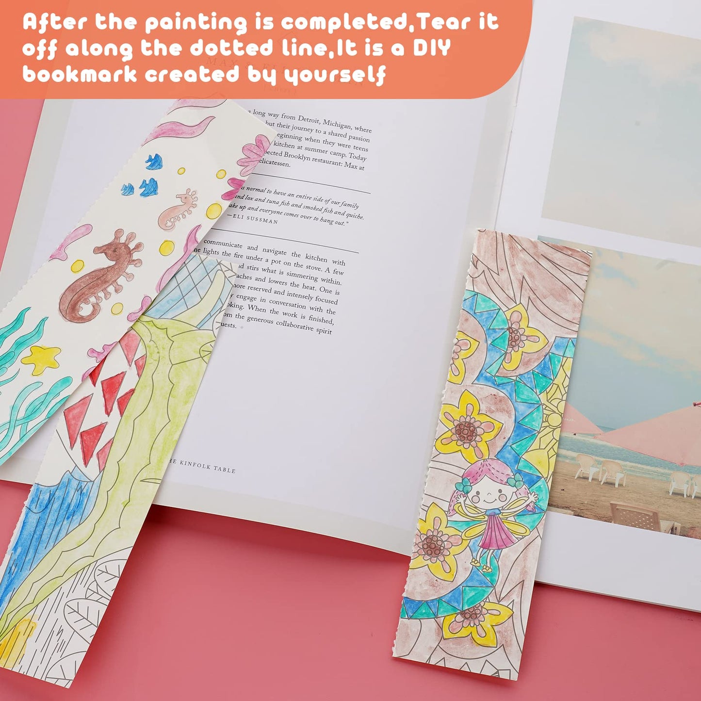 Cavnewt Pocket Watercolor Painting Book – 21 Pages Travel Art Set for Kids Ages 3-8 (Undersea World)