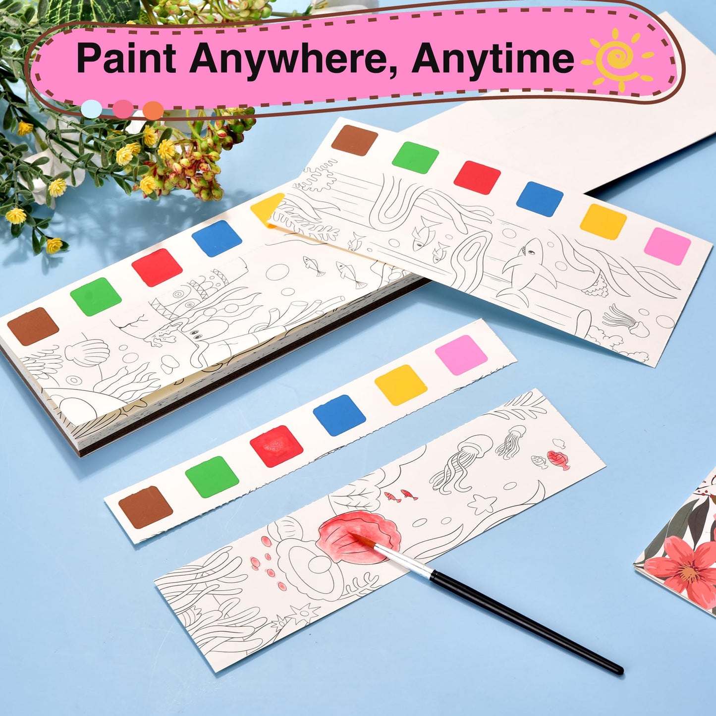Cavnewt 4Pack Mini Paint Pad – Mess-Free Pocket Watercolor Set for Kids