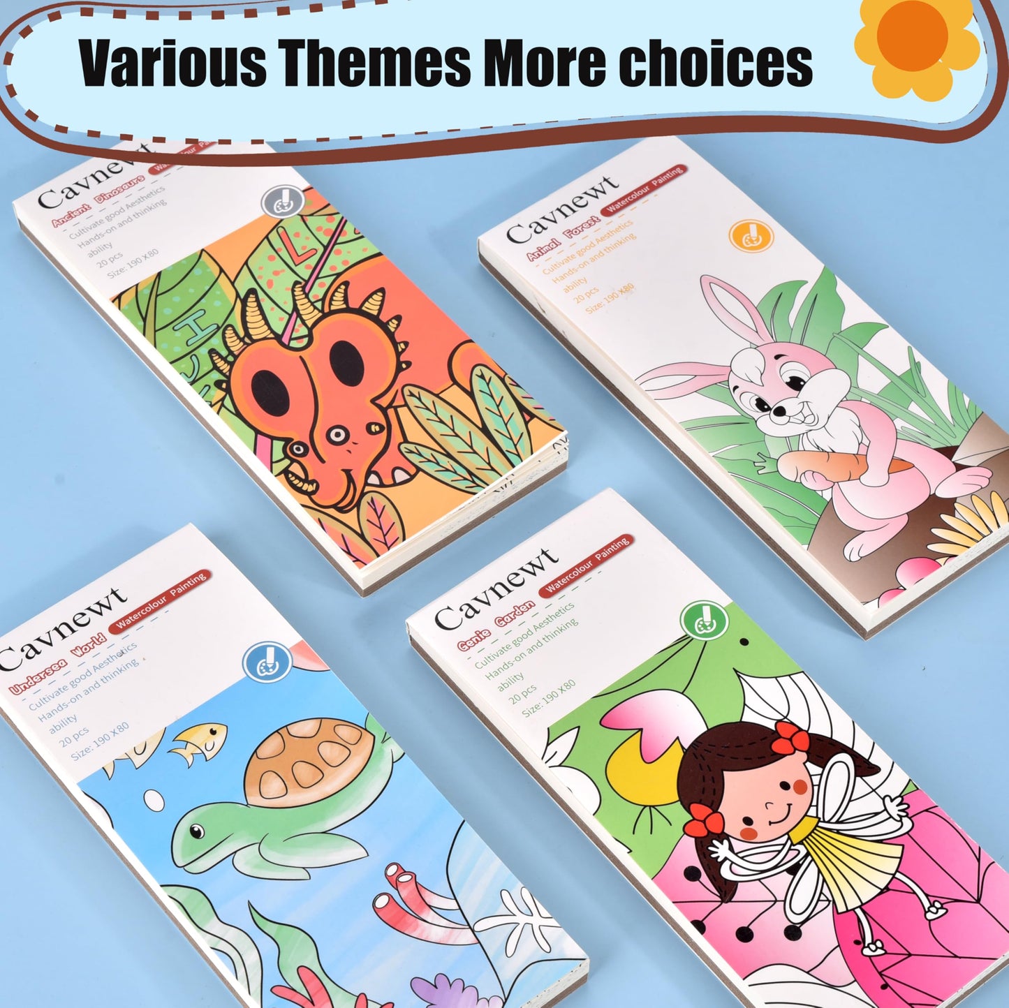 Cavnewt Watercolor Coloring Books for Kids 4-8 – Mess-Free Pocket Painting
