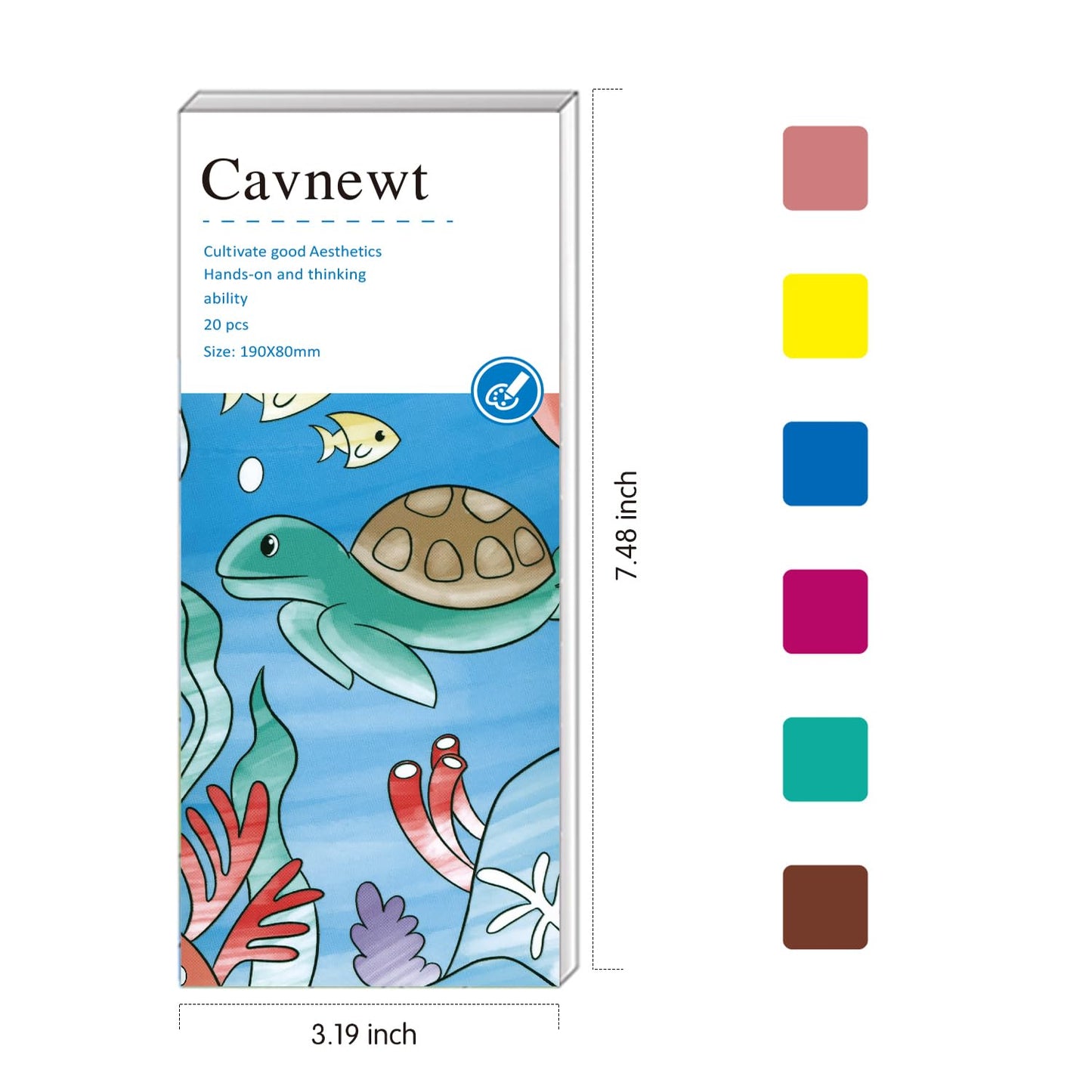 Cavnewt Pocket Watercolor Painting Book – 21 Pages Travel Art Set for Kids Ages 3-8 (Undersea World)