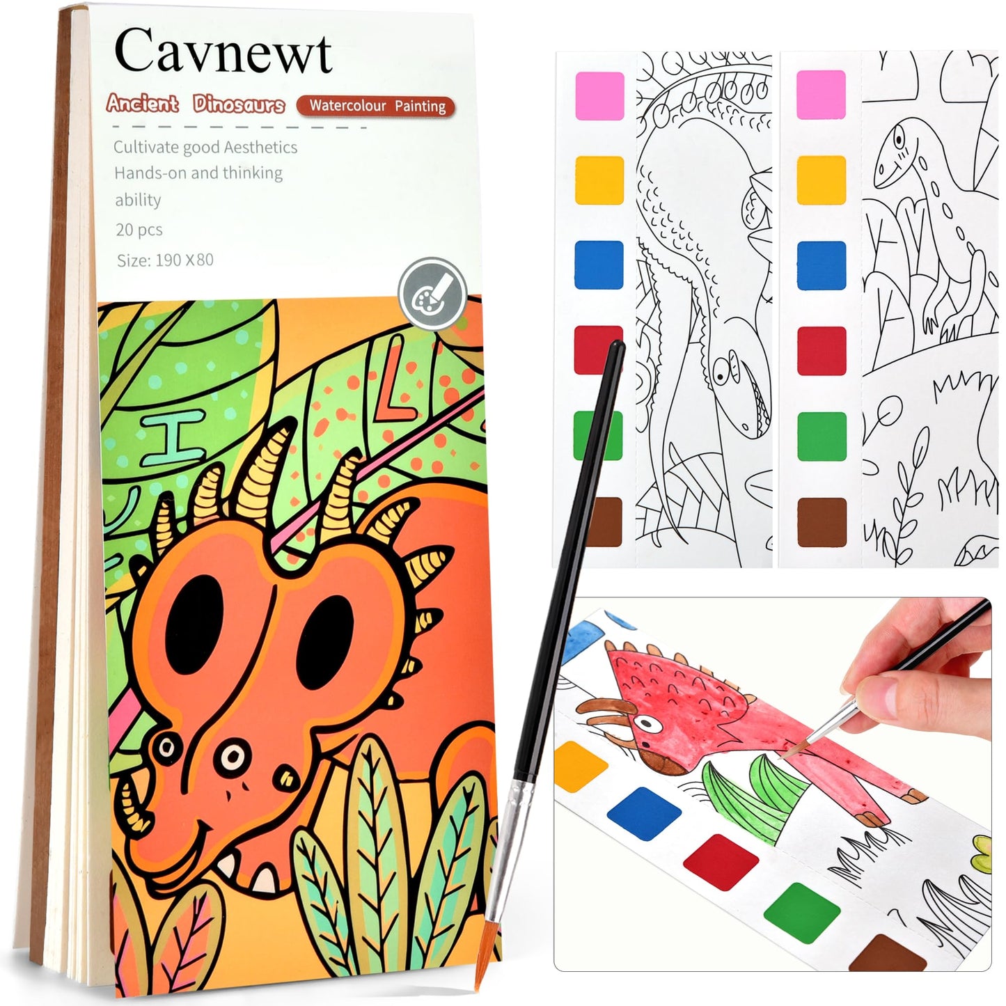 Cavnewt Watercolor Coloring Books for Kids 4-8 — Mess-Free Pocket Painting Set