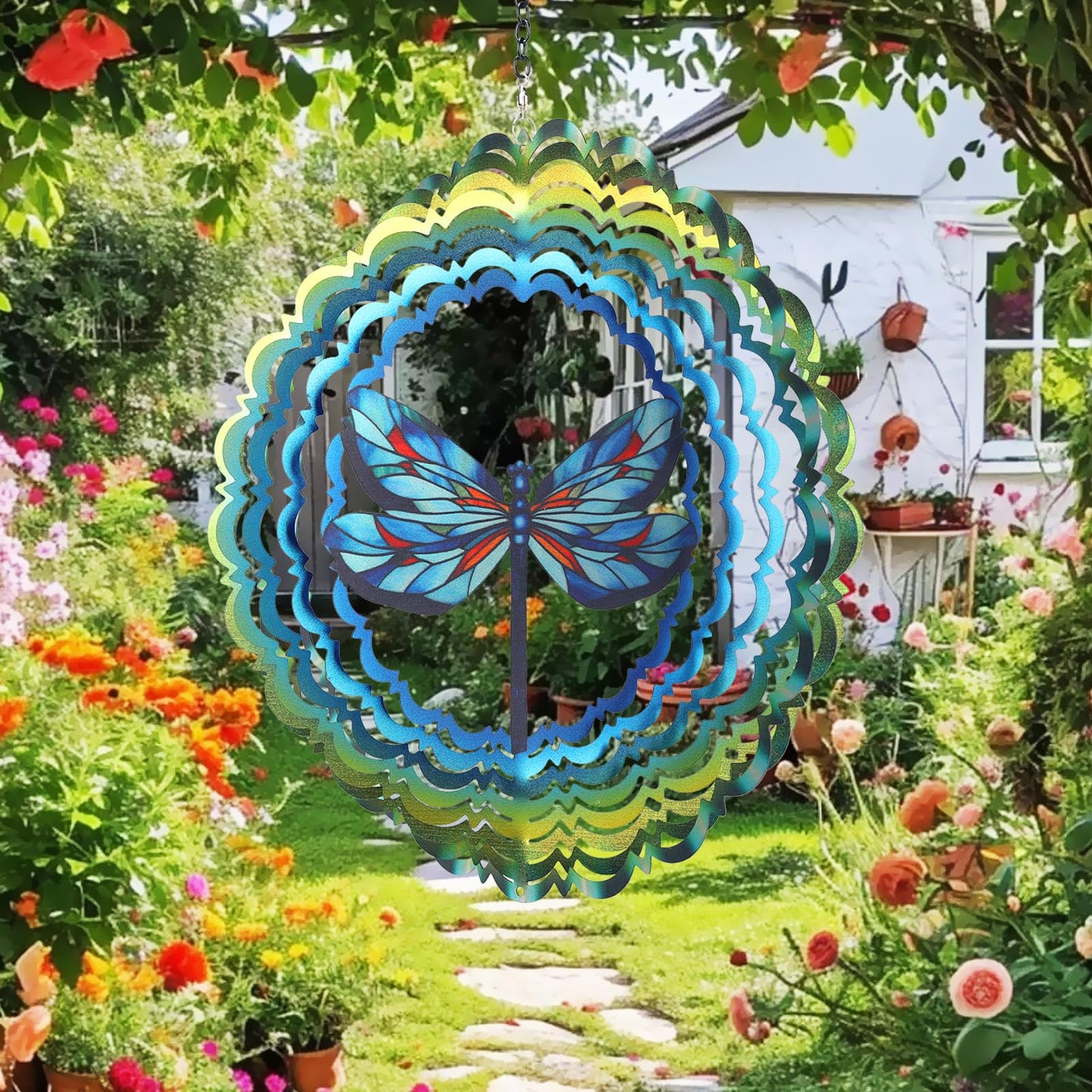 Cawalap Dragonfly Wind Spinner – 12-Inch 3D Garden Outdoor Decor