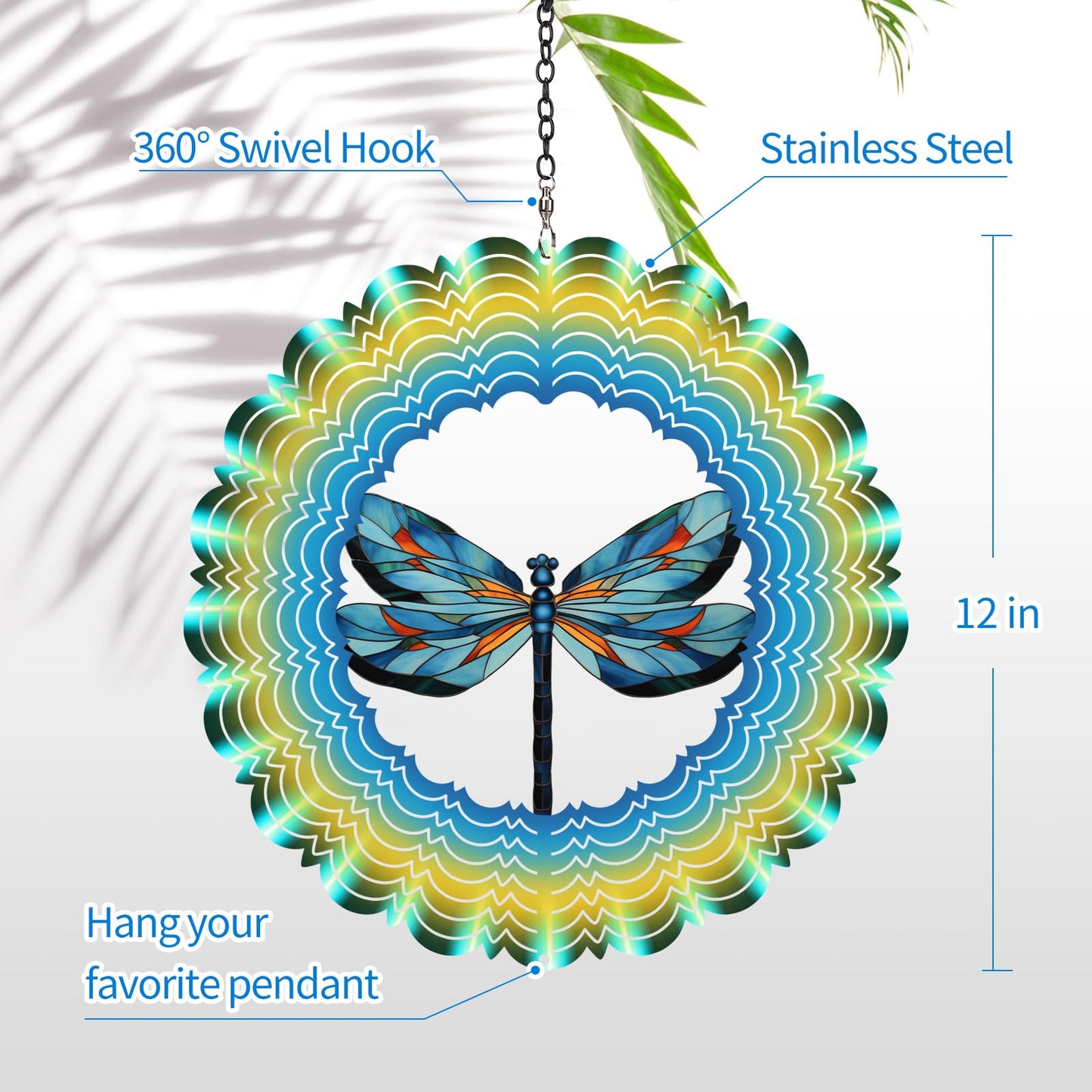 Cawalap Dragonfly Wind Spinner – 12-Inch 3D Garden Outdoor Decor