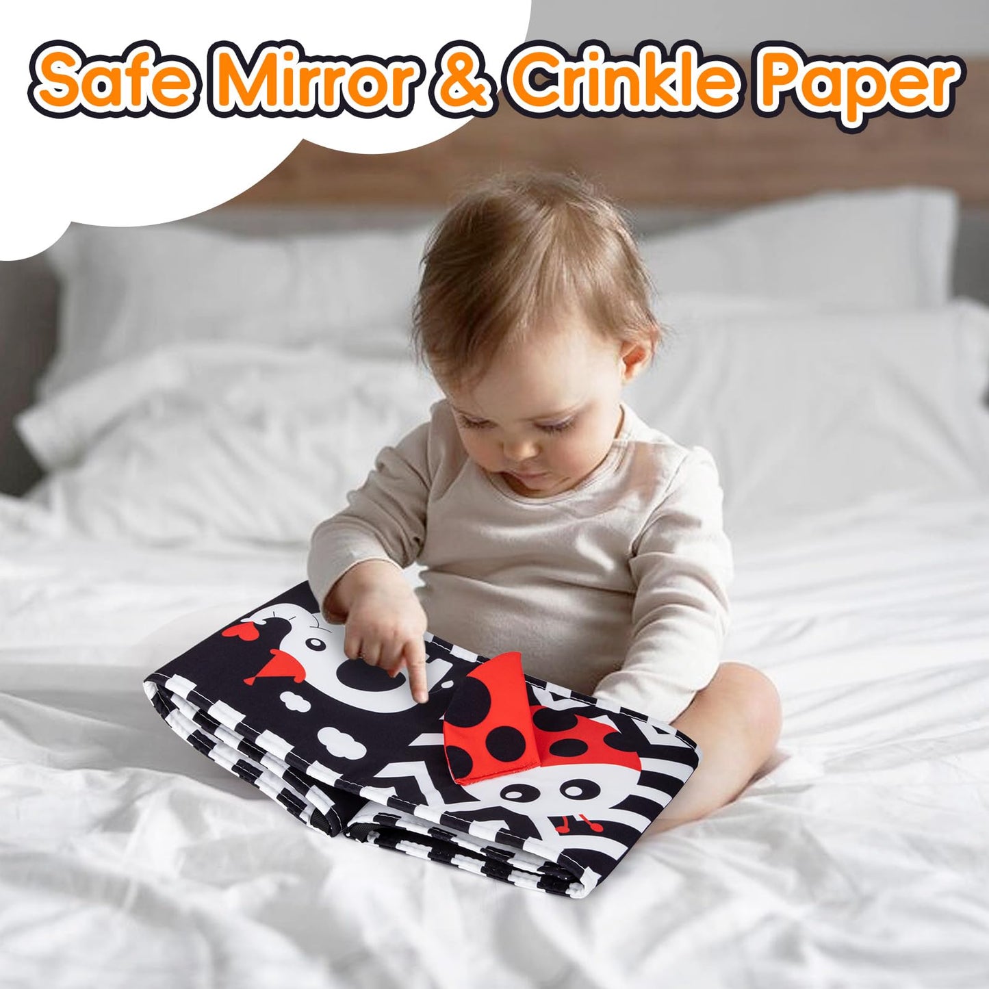 Cawgug Black & White High-Contrast Baby Book & Toys for Newborns (0-12m) – Tummy Time & Sensory Learning