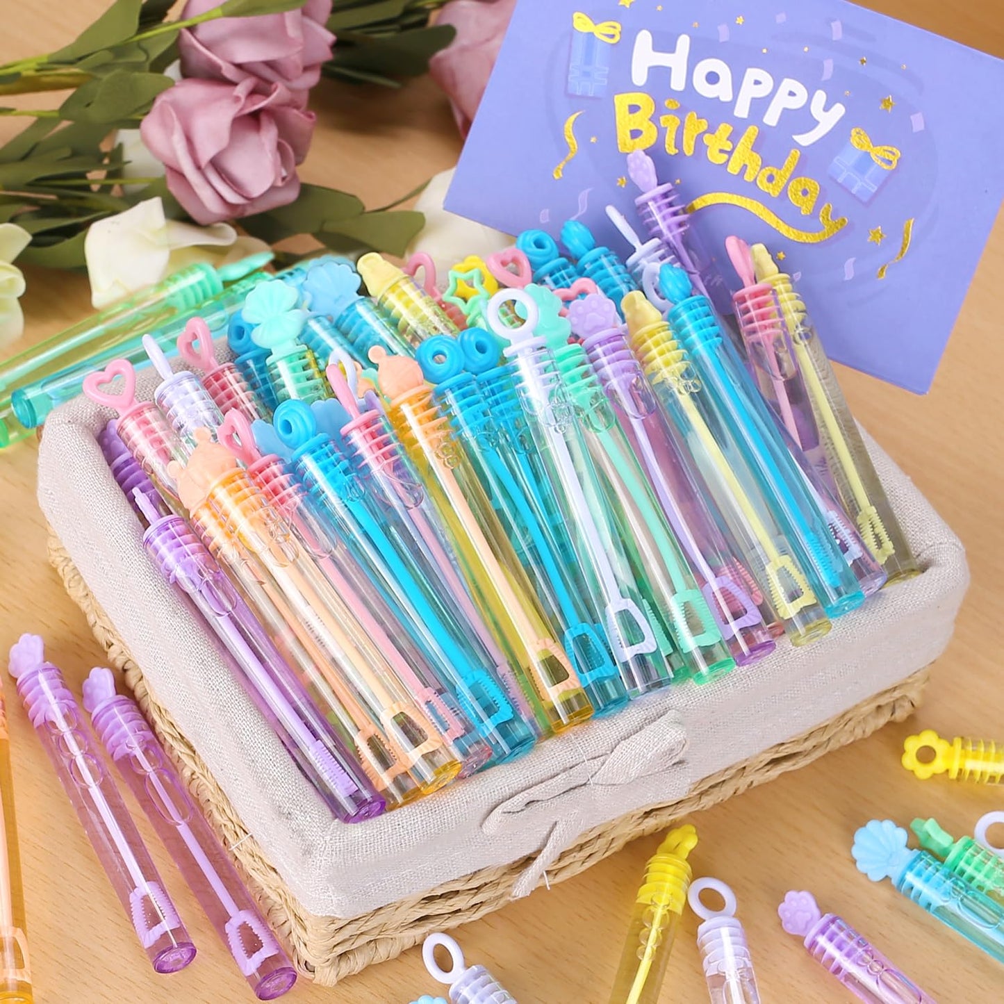 Cawiew Kids Bubble Party Favors 300-Pack Mini Bubbles with Gift Box Pastel