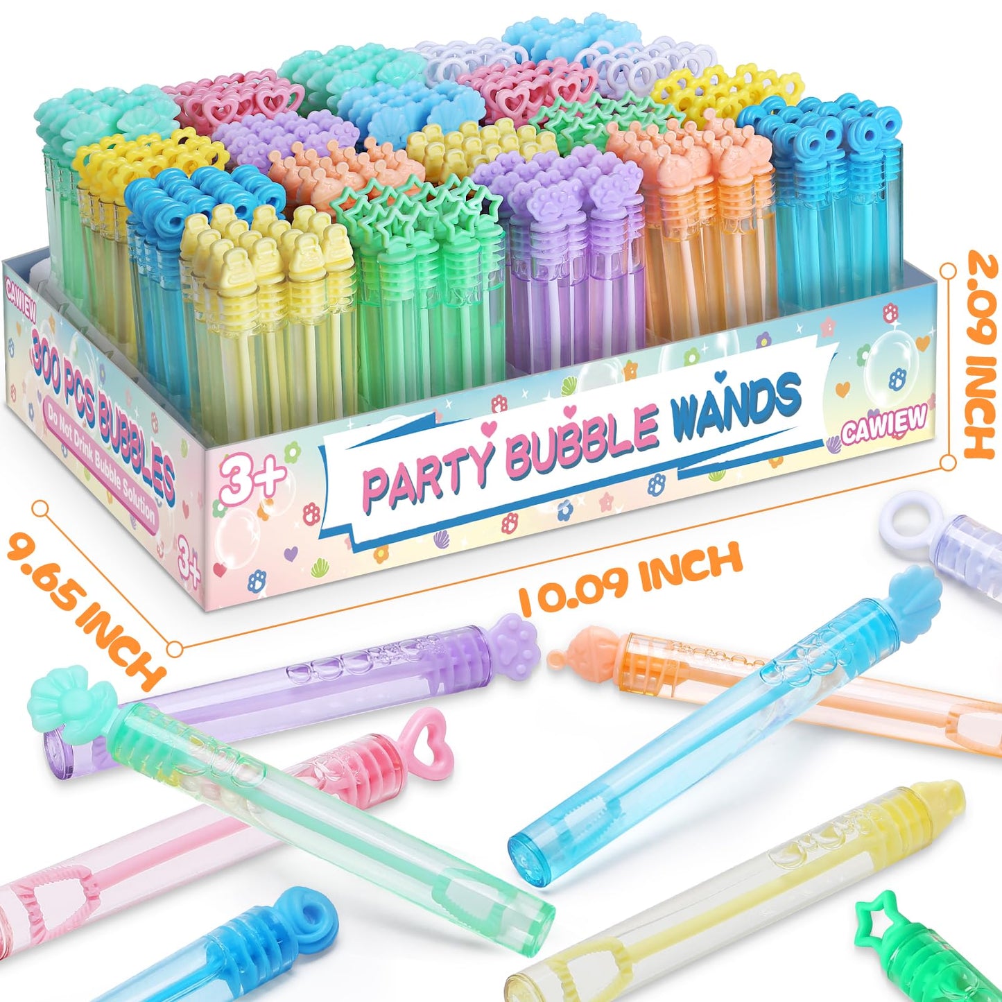 Cawiew Kids Bubble Party Favors 300-Pack Mini Bubbles with Gift Box Pastel