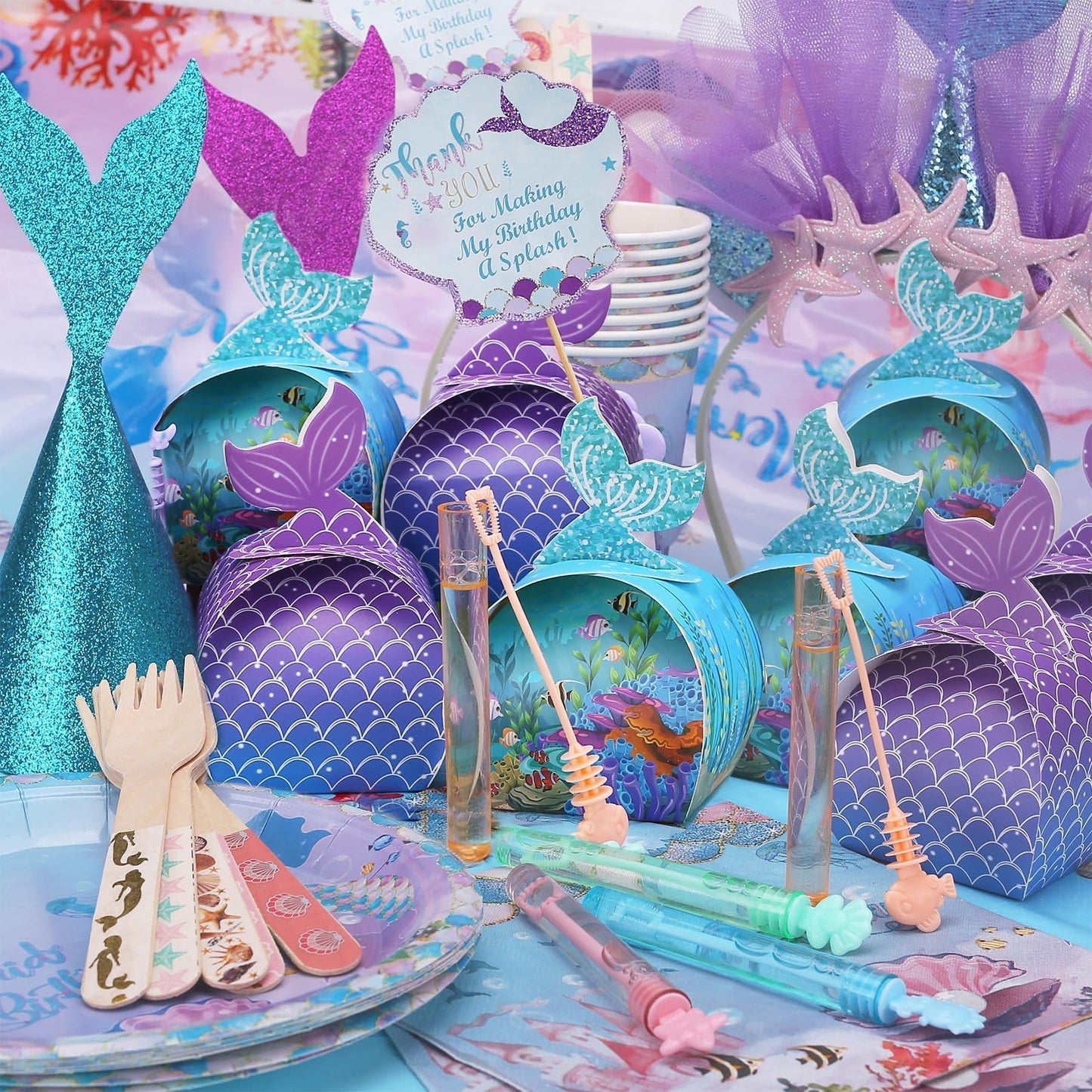Cawiew 32 Pcs Mermaid Bubbles Set – 8 Pastel Colors, Gift Box & Party Favors