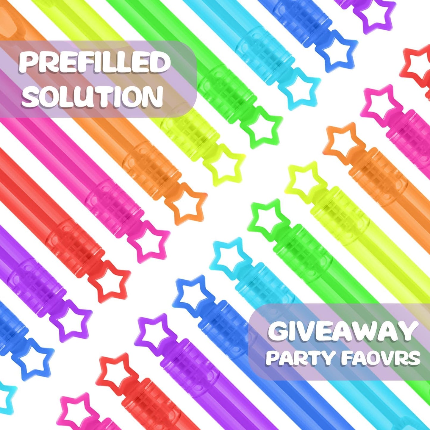 Cawiew 32 Pcs Neon Star Bubble Wands – 8 Colors Gift Box Party Favors for Kids