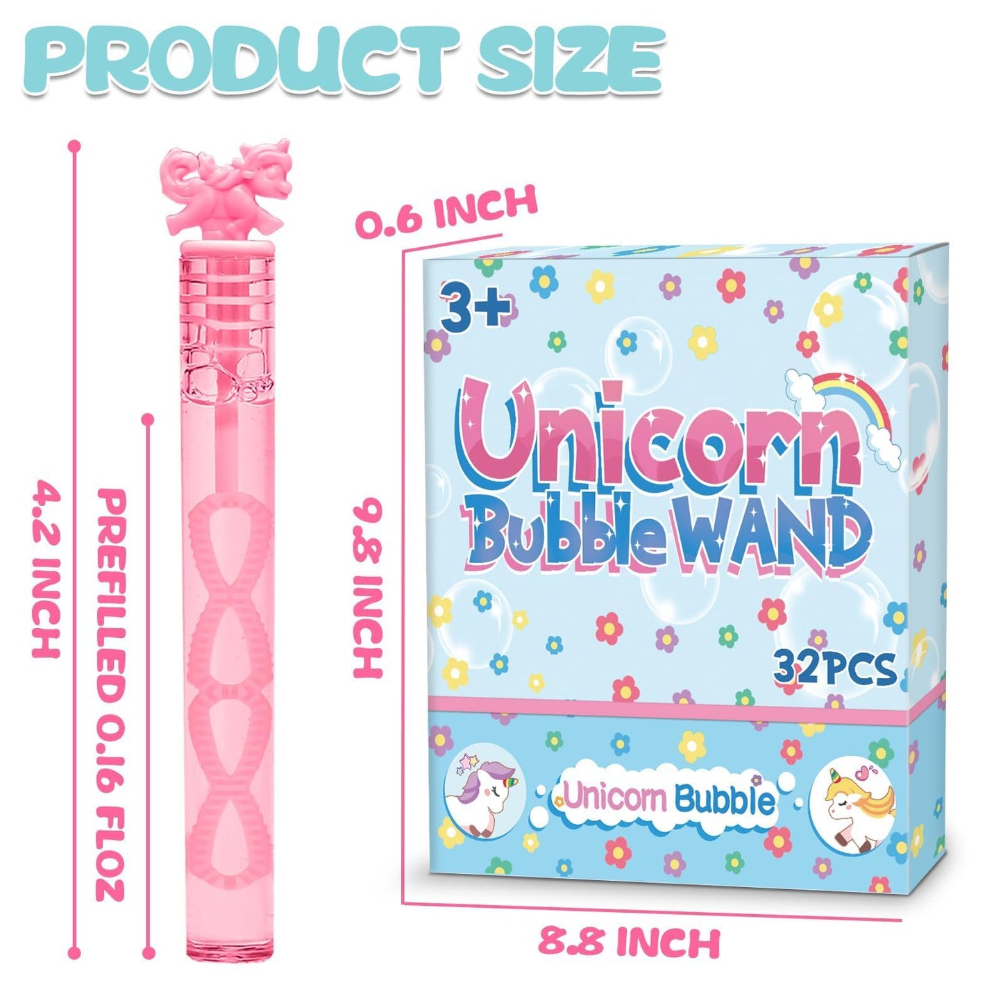 Cawiew 32-Piece Mini Unicorn Bubble Wands – Pastel Party Favors & Gift Box