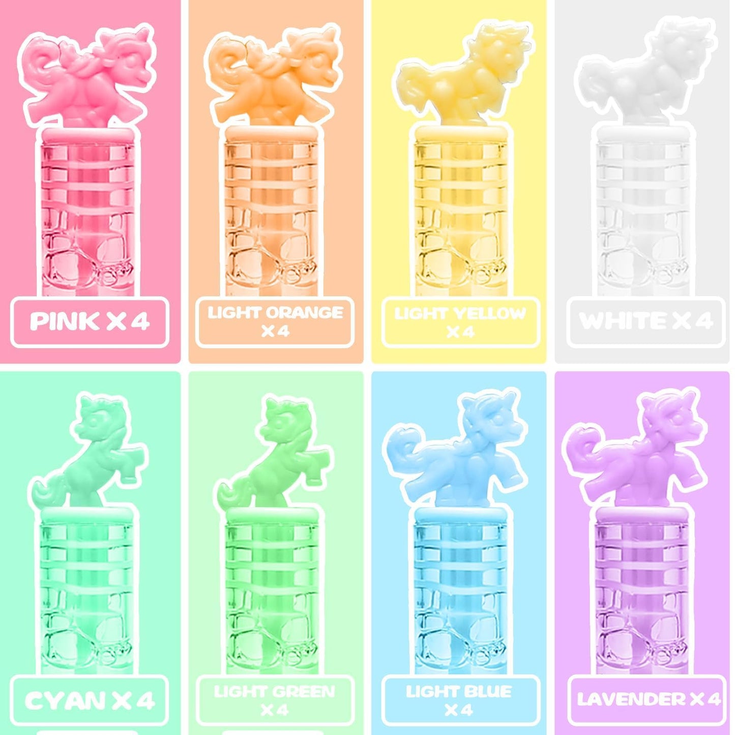 Cawiew 32-Piece Mini Unicorn Bubble Wands – Pastel Party Favors & Gift Box