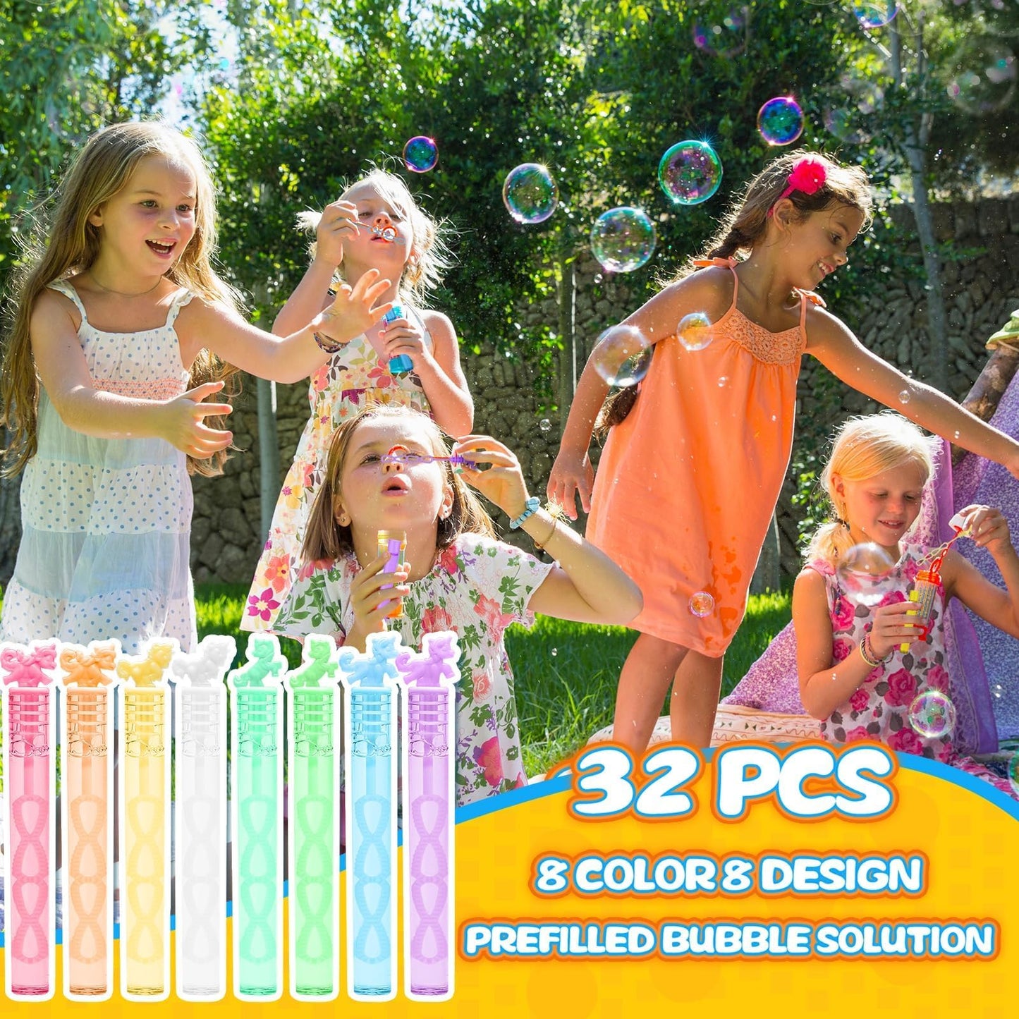 Cawiew 32-Piece Mini Unicorn Bubble Wands – Pastel Party Favors & Gift Box