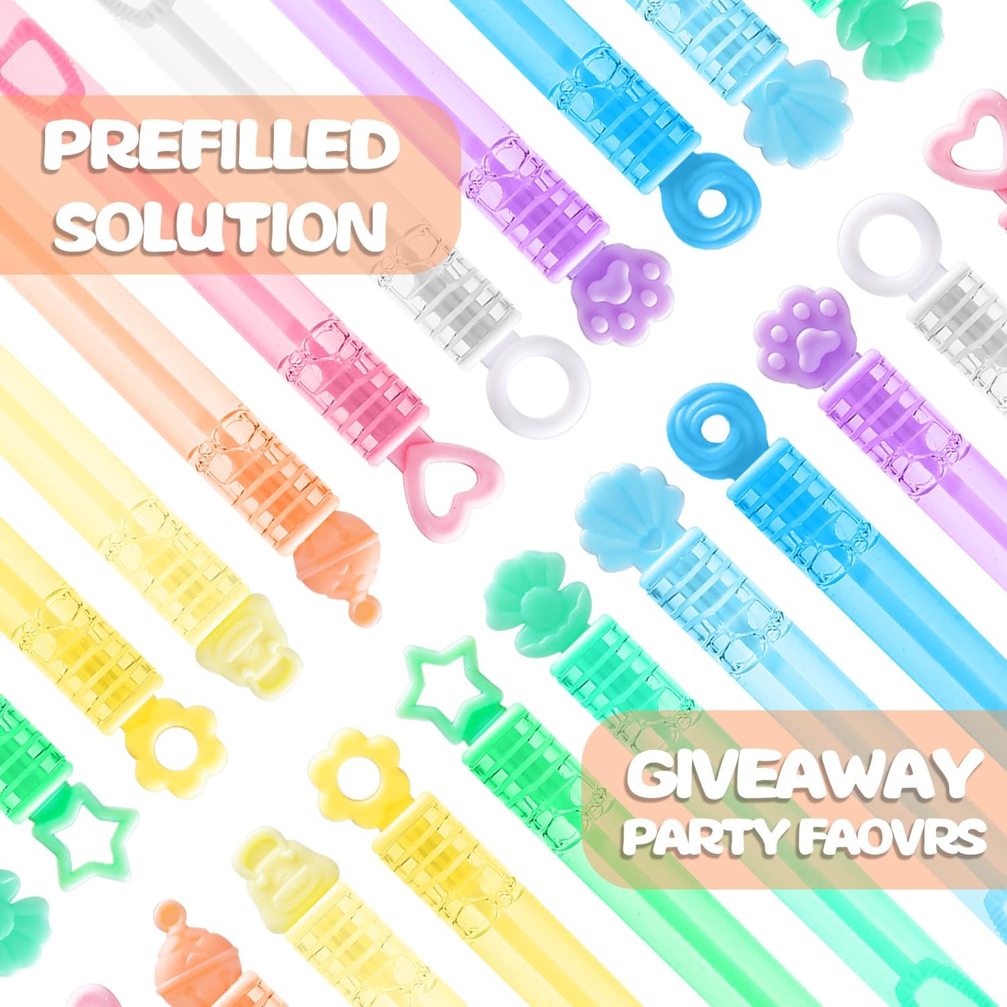 Cawiew Kids Bubble Party Favors 300-Pack Mini Bubbles with Gift Box Pastel