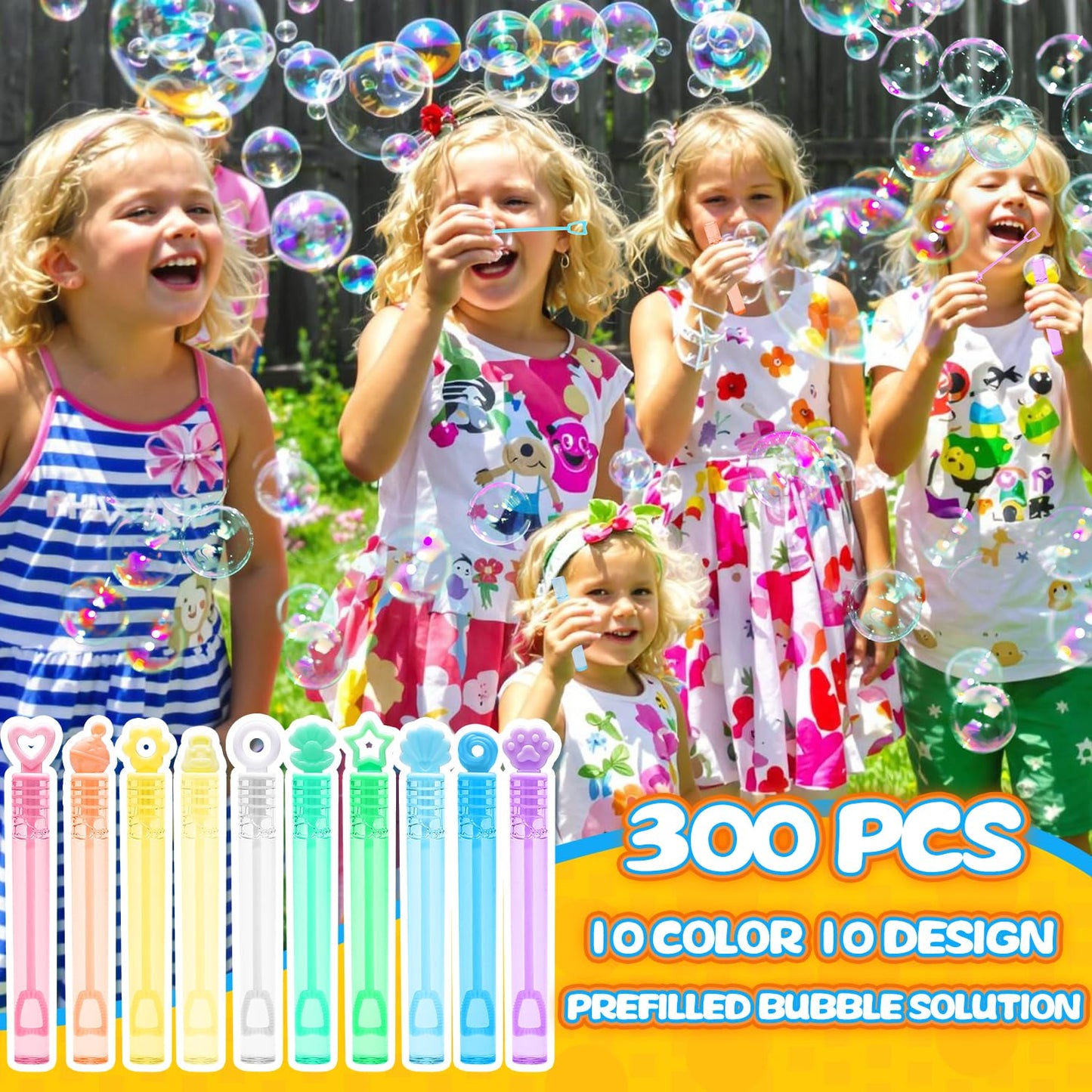 Cawiew Kids Bubble Party Favors 300-Pack Mini Bubbles with Gift Box Pastel