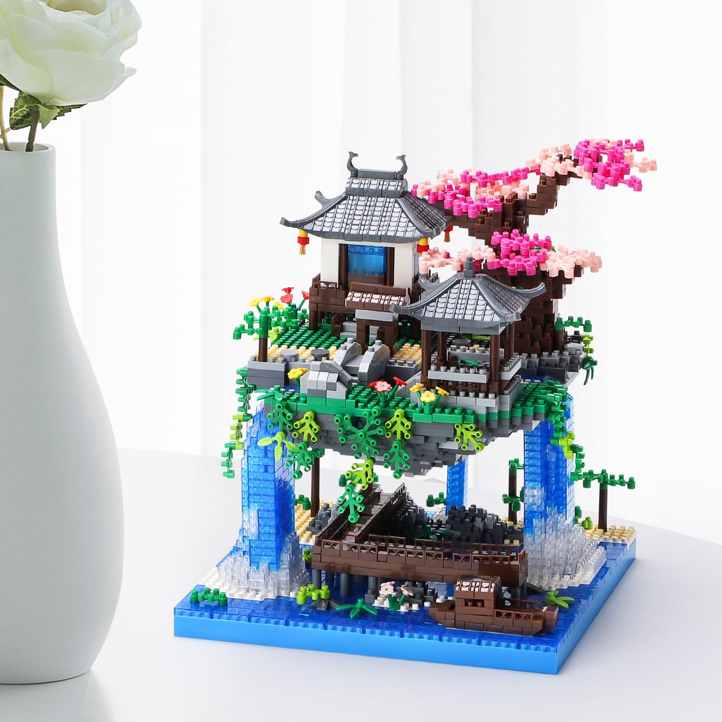 CAXIMSY Cherry Blossom Bonsai Tree House Building Set – 3320 PCS Micro Mini Blocks, Chinese Architecture Gift for Kids & Adults