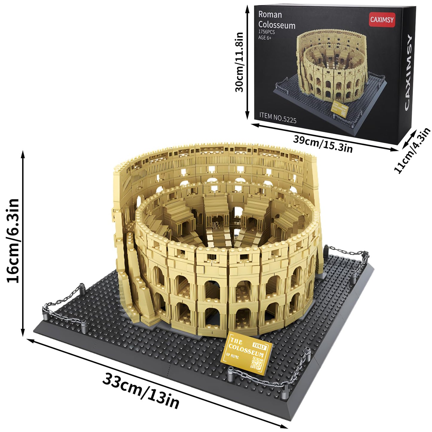 CAXIMSY Roman Colosseum Architecture Model | 1,756-Piece Building Block Set