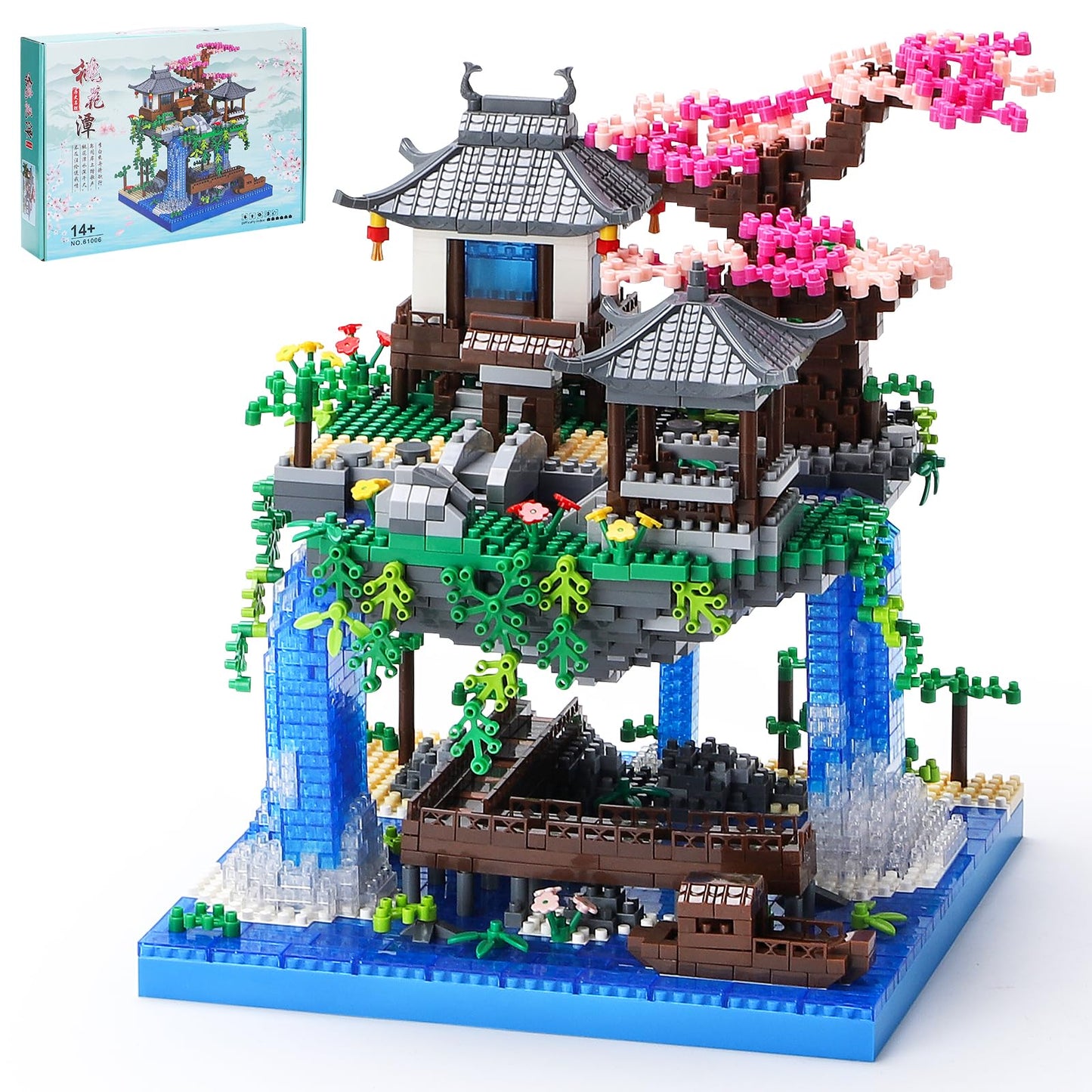 CAXIMSY Cherry Blossom Bonsai Tree House Building Set – 3320 PCS Micro Mini Blocks, Chinese Architecture Gift for Kids & Adults
