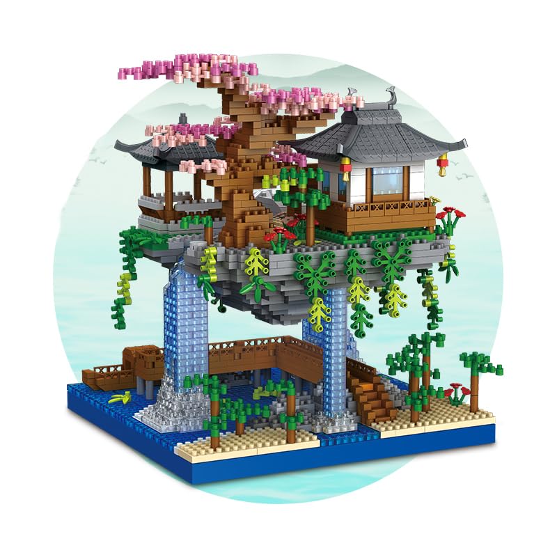 CAXIMSY Cherry Blossom Bonsai Tree House Building Set – 3320 PCS Micro Mini Blocks, Chinese Architecture Gift for Kids & Adults