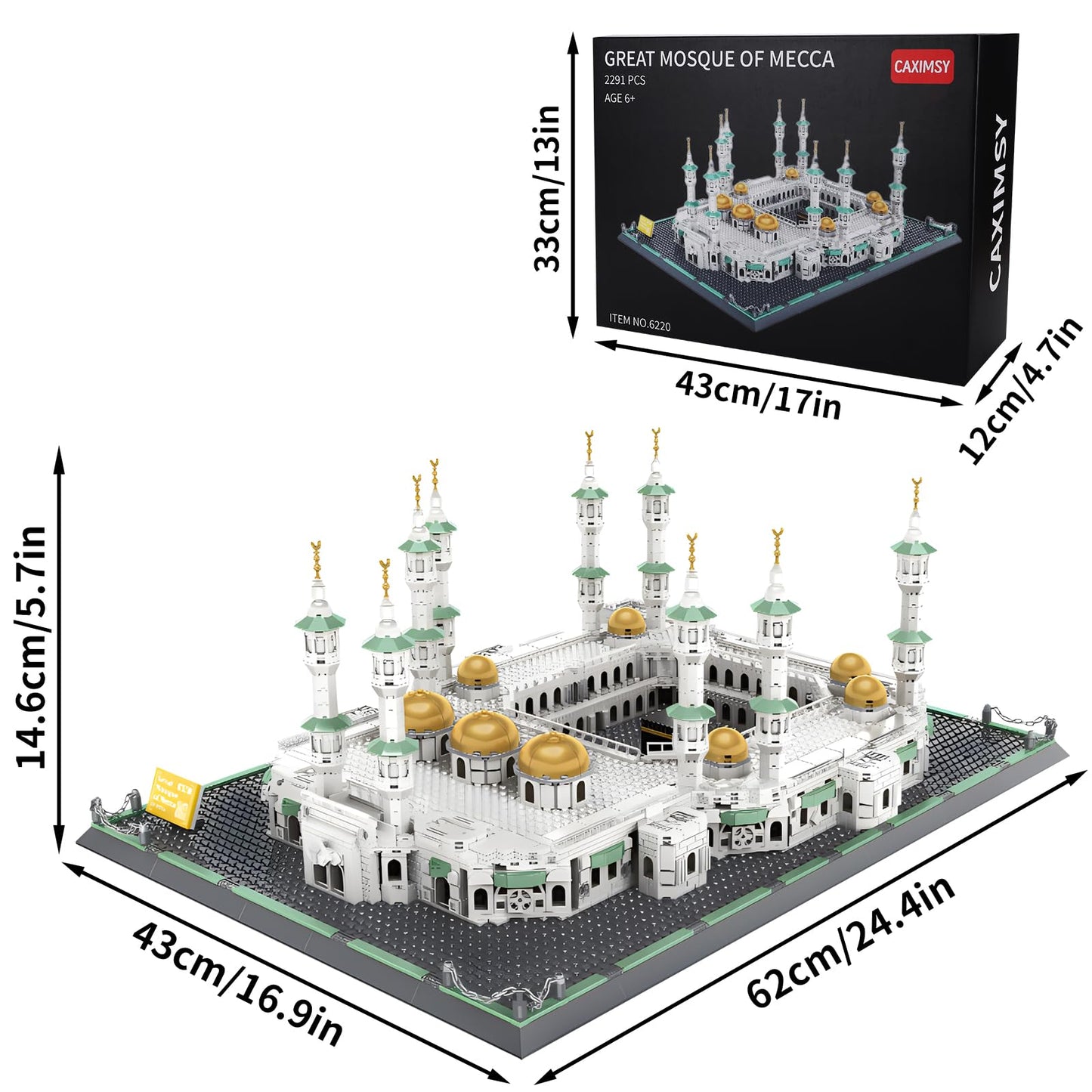 CAXIMSY Great Mosque of Mecca Building Blocks Set - 2291 Pieces | Islamic Architecture Model Toys