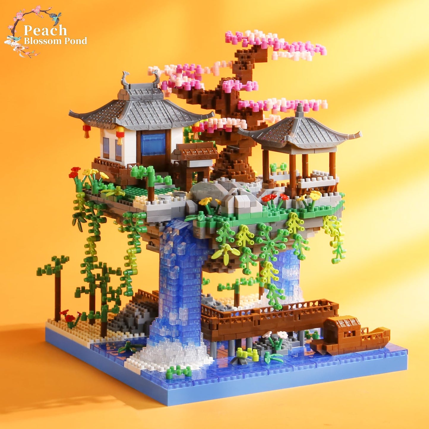 CAXIMSY Cherry Blossom Bonsai Tree House Building Set – 3320 PCS Micro Mini Blocks, Chinese Architecture Gift for Kids & Adults