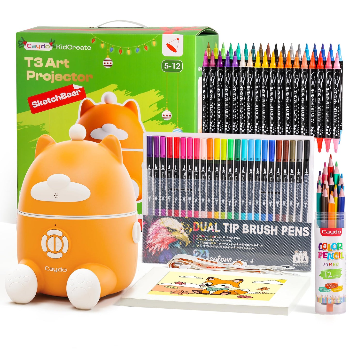 Caydo T3 Smart Drawing Projector Kit — 700+ Activities, AI Art App, 50 Sheets