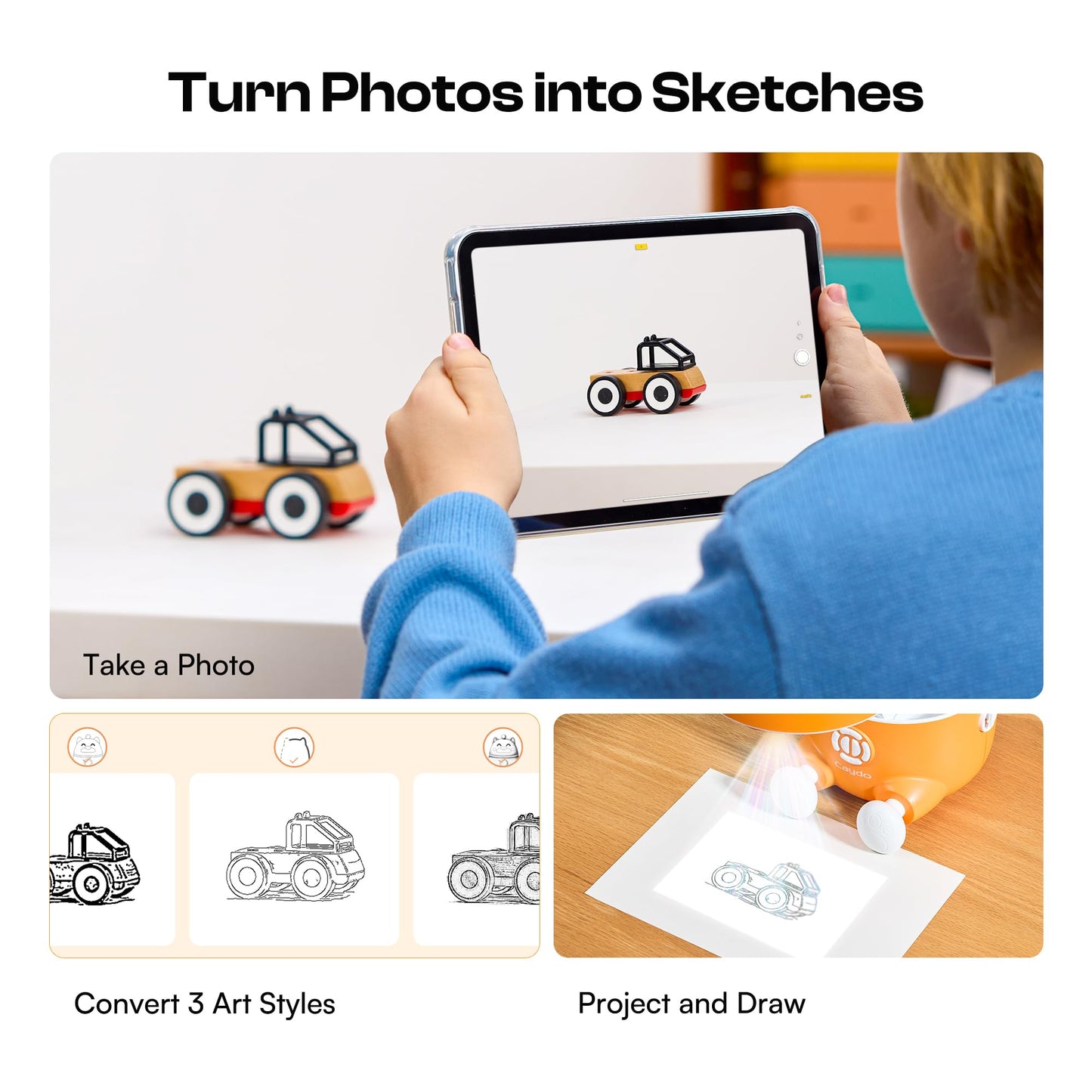 Caydo T3 AI Drawing Projector — 700+ Patterns, AI Art, Eye-Safe Learning for Kids