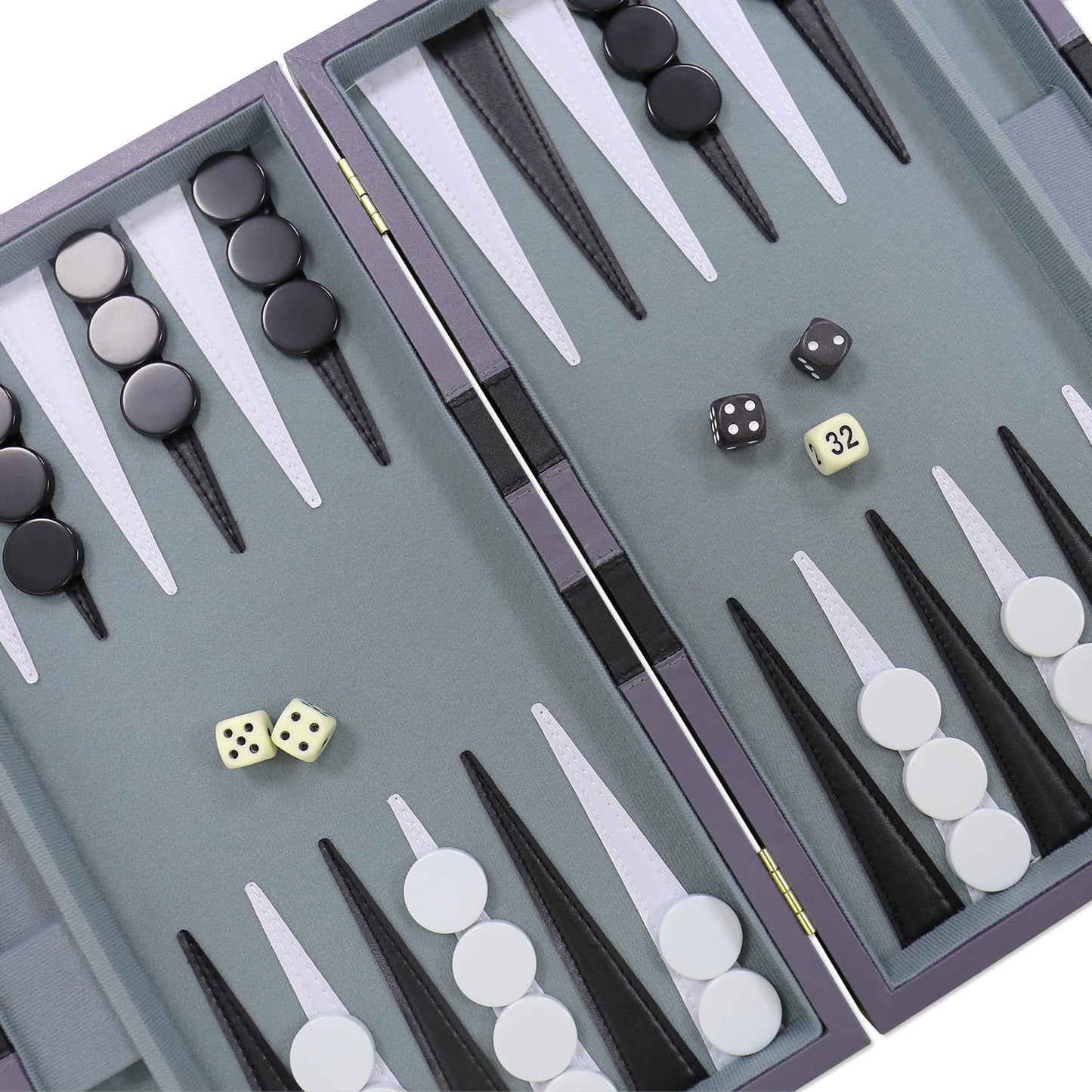 CAYOULR Backgammon Set - Premium Leather Case, Portable Travel Board Game (11-inch, Gray)