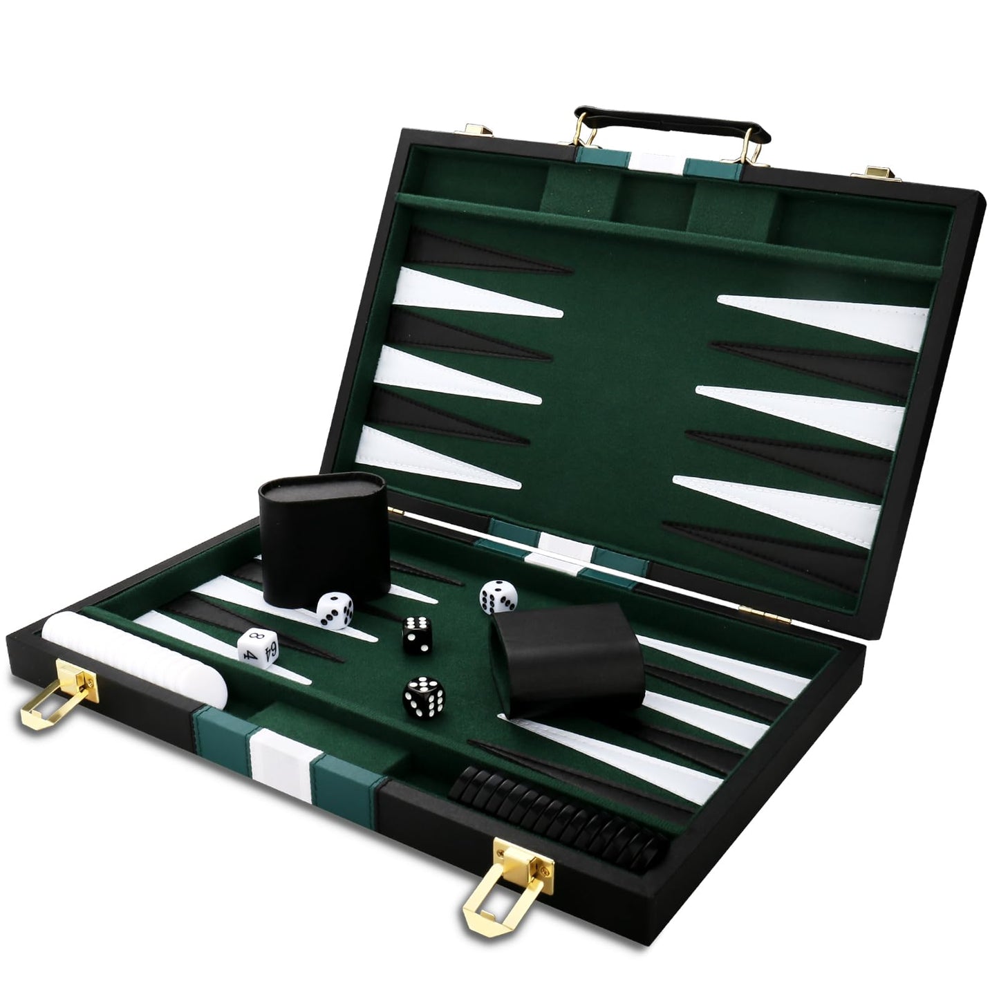 CAYOULR Backgammon Set - Premium Leather Case, 11-Inch Travel Board Game, Black