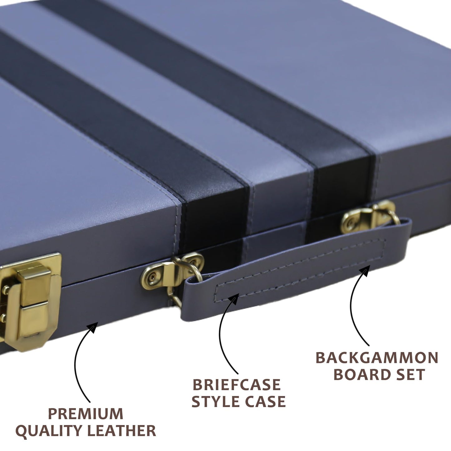 CAYOULR Backgammon Set - Premium Leather Case, Portable Travel Board Game (11-inch, Gray)