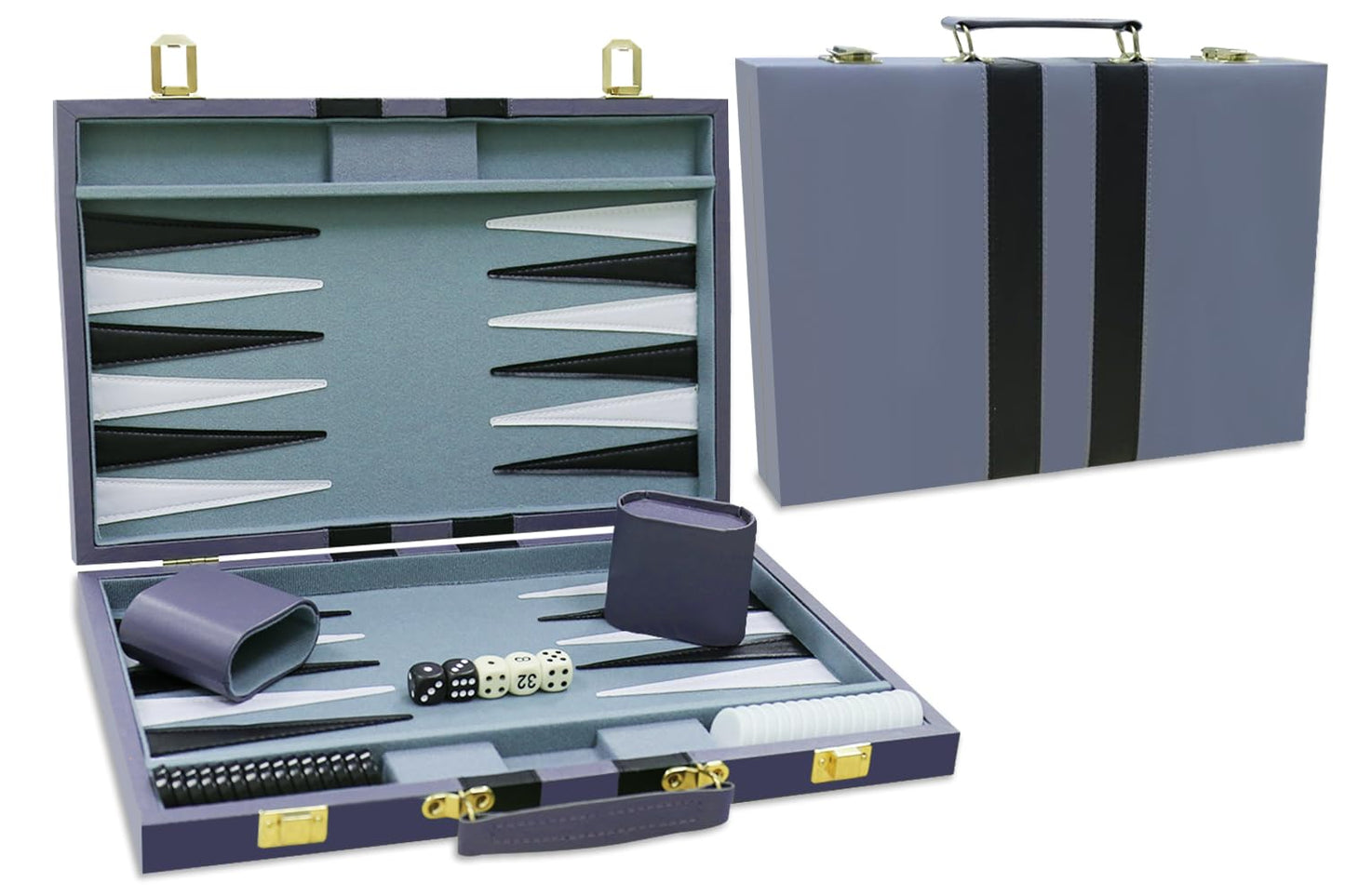 CAYOULR Backgammon Set - Premium Leather Case, Portable Travel Board Game (11-inch, Gray)