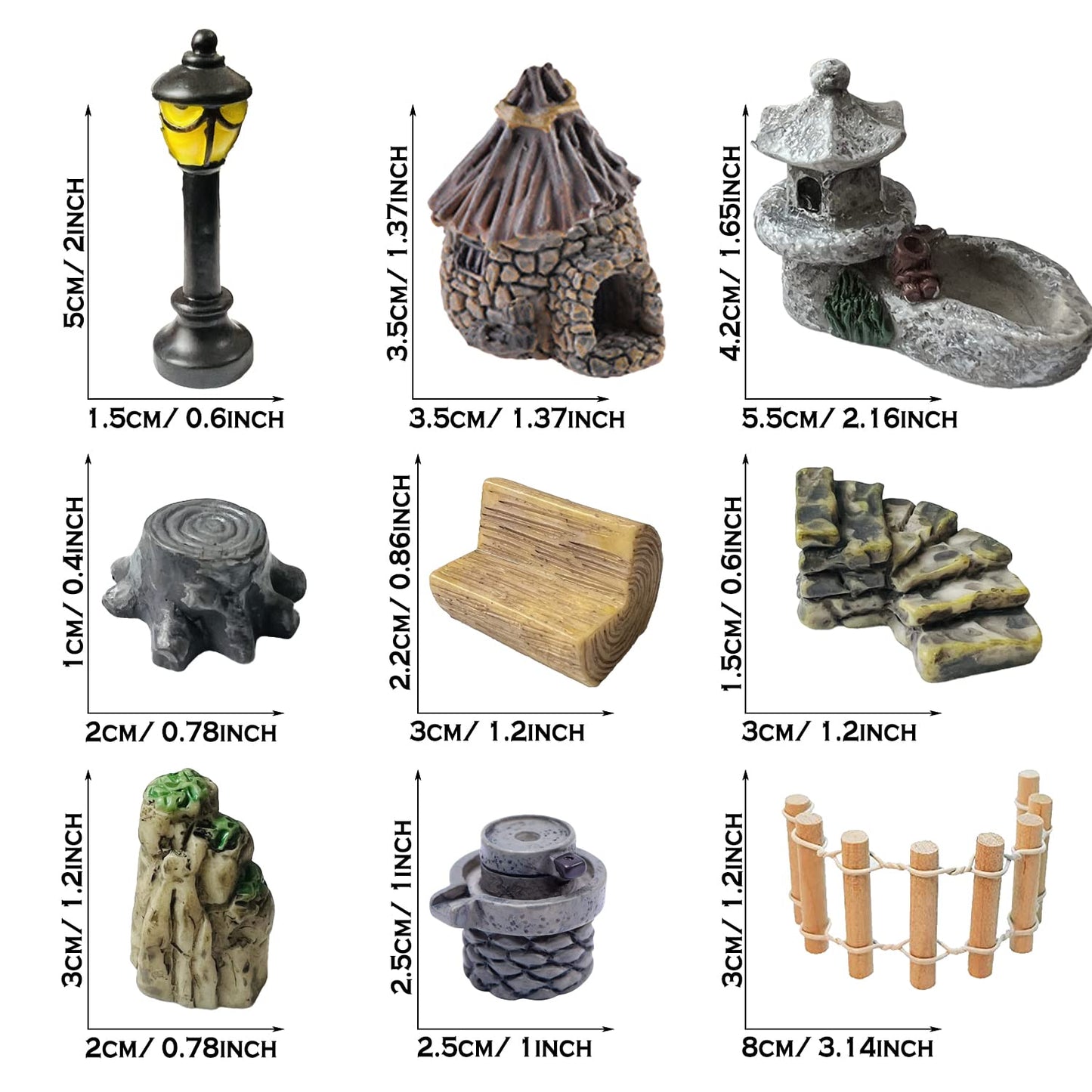 Cayway 26-Piece Outdoor Fairy Garden Miniatures & Zen Garden Kit