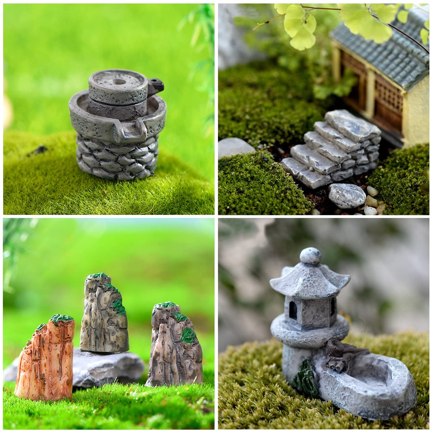 Cayway 26-Piece Outdoor Fairy Garden Miniatures & Zen Garden Kit