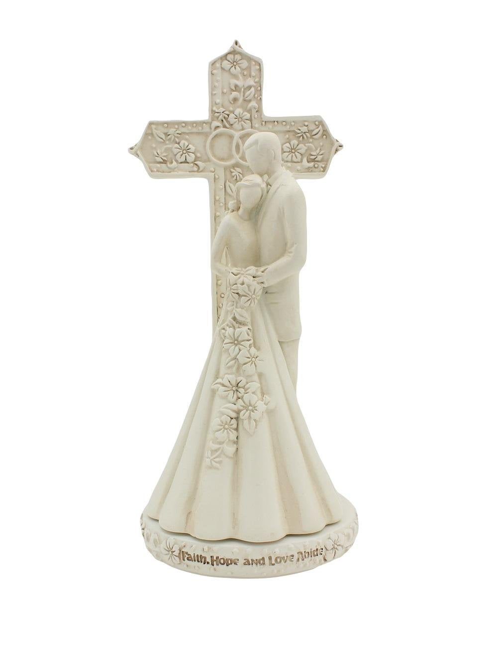 CB Avalon Gallery 6.9-Inch Couple with Cross and Wedding Rings Cake Topper – 2-Piece