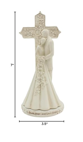 CB Avalon Gallery 6.9-Inch Couple with Cross and Wedding Rings Cake Topper – 2-Piece