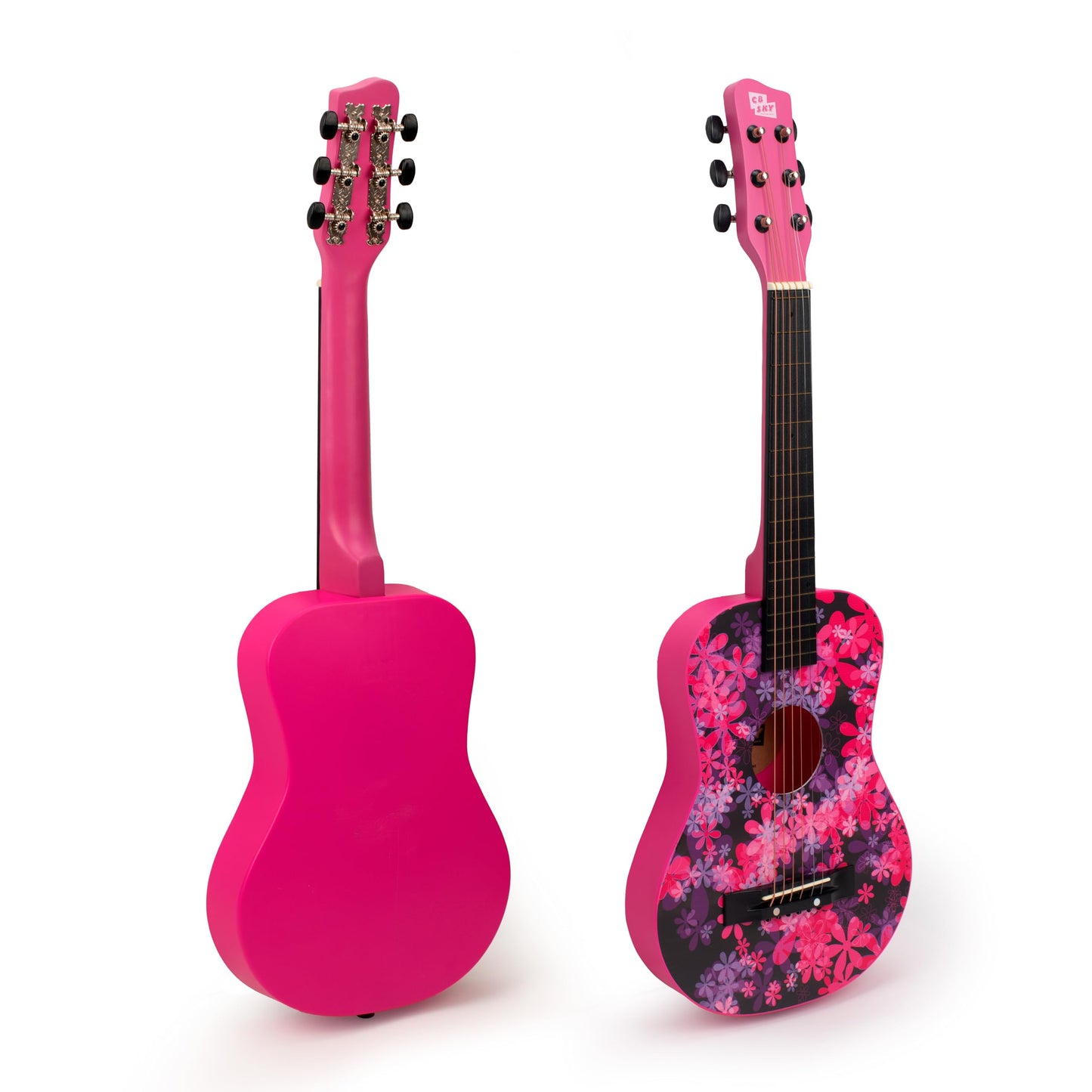 CB SKY 30-Inch Floral Print Acoustic Guitar for Kids – Purplish Red