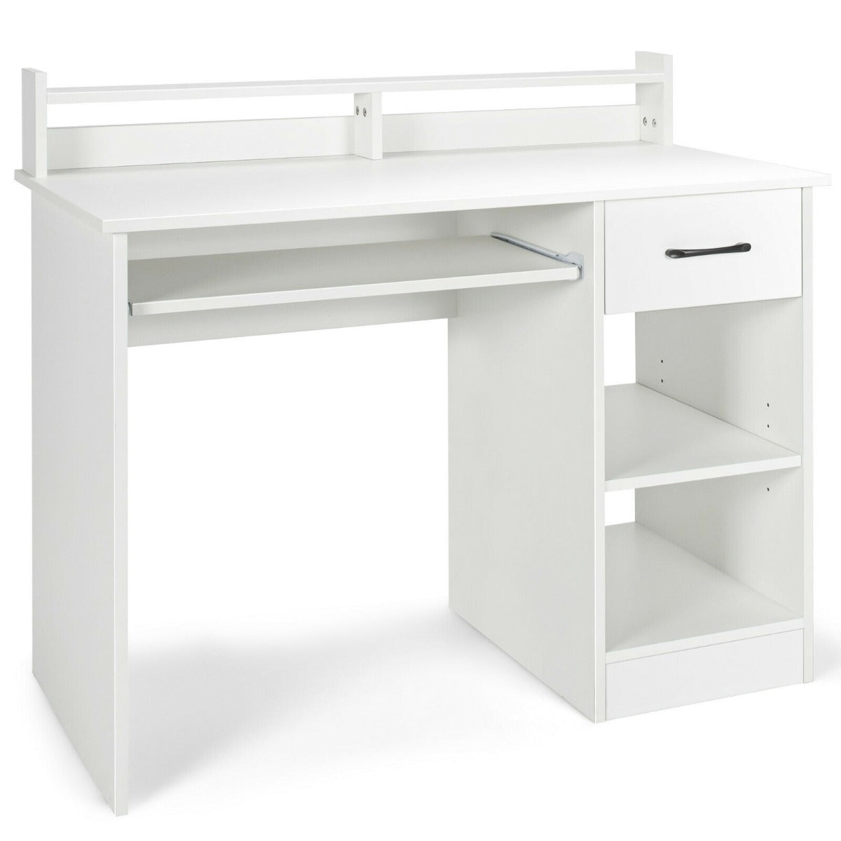 Wooden Computer Desk With Keyboard Tray for Work and Study-Black