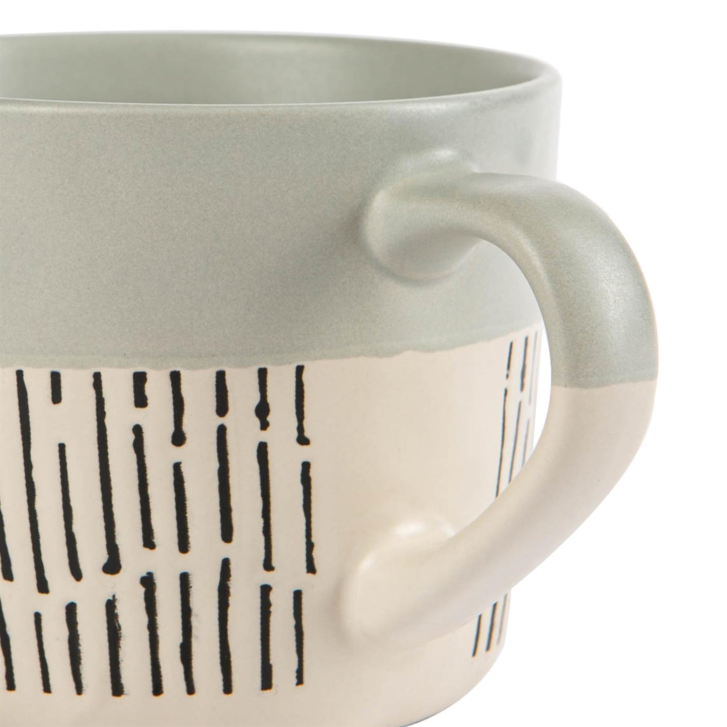 450ml Grey Colour Block Dash Stoneware Coffee Mugs - Pack of Six