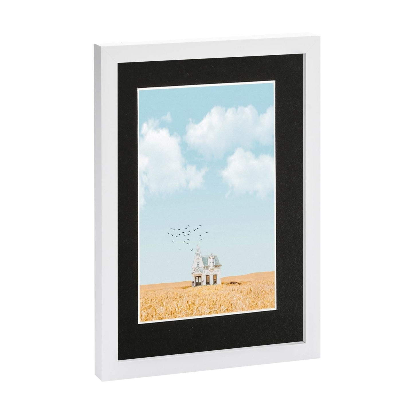 White A4 (8" x 12") Photo Frame with A5 Mount