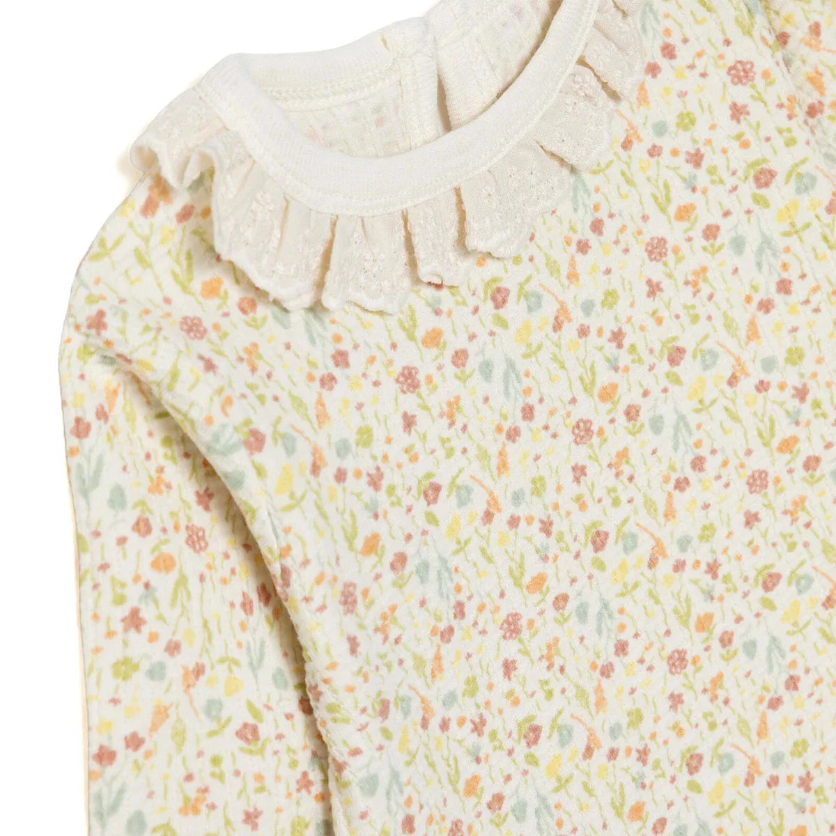 Bebetto Girls Sweatshirt & Footless Bottom Set Floral Print House Of Birds Frill Neck Full Length Lo - Salmon