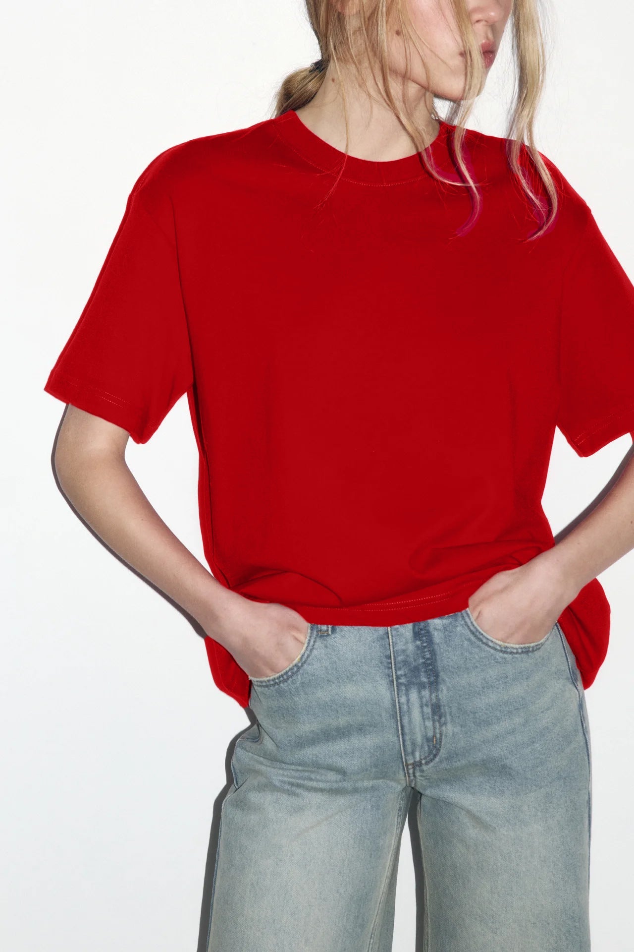 Arrival Cotton Crew-Neck Solid-Color Versatile T-Shirt