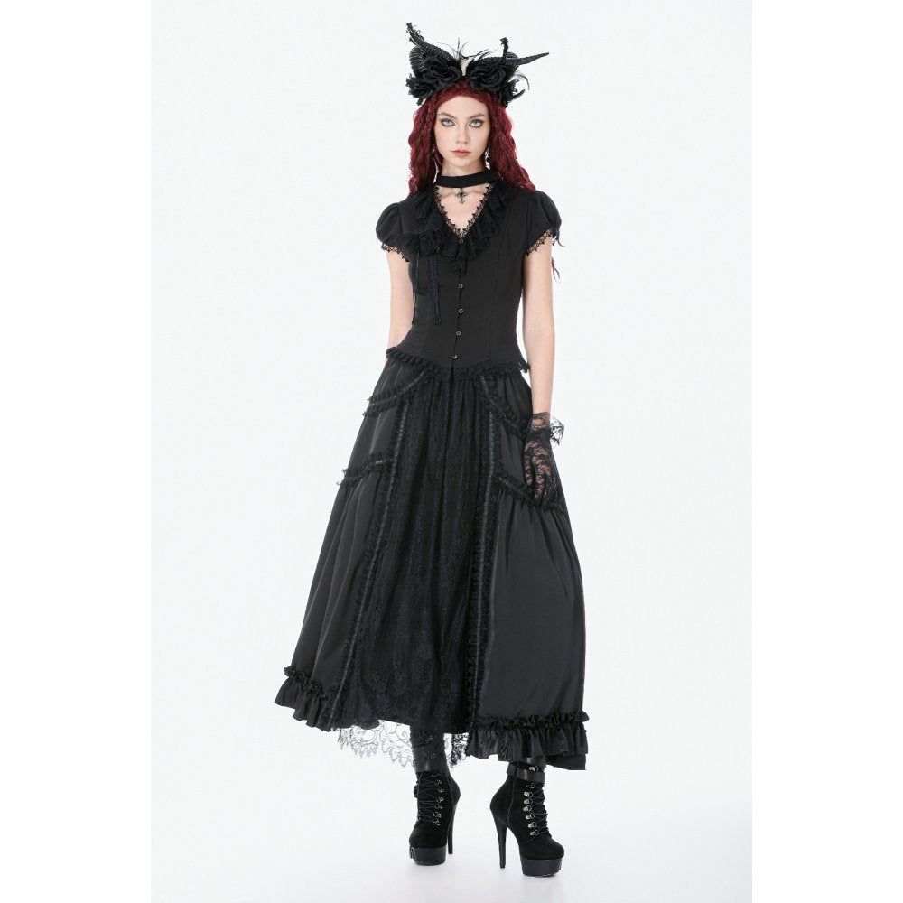 Dark in Love Courtly Cross Gem Gothic Blouse