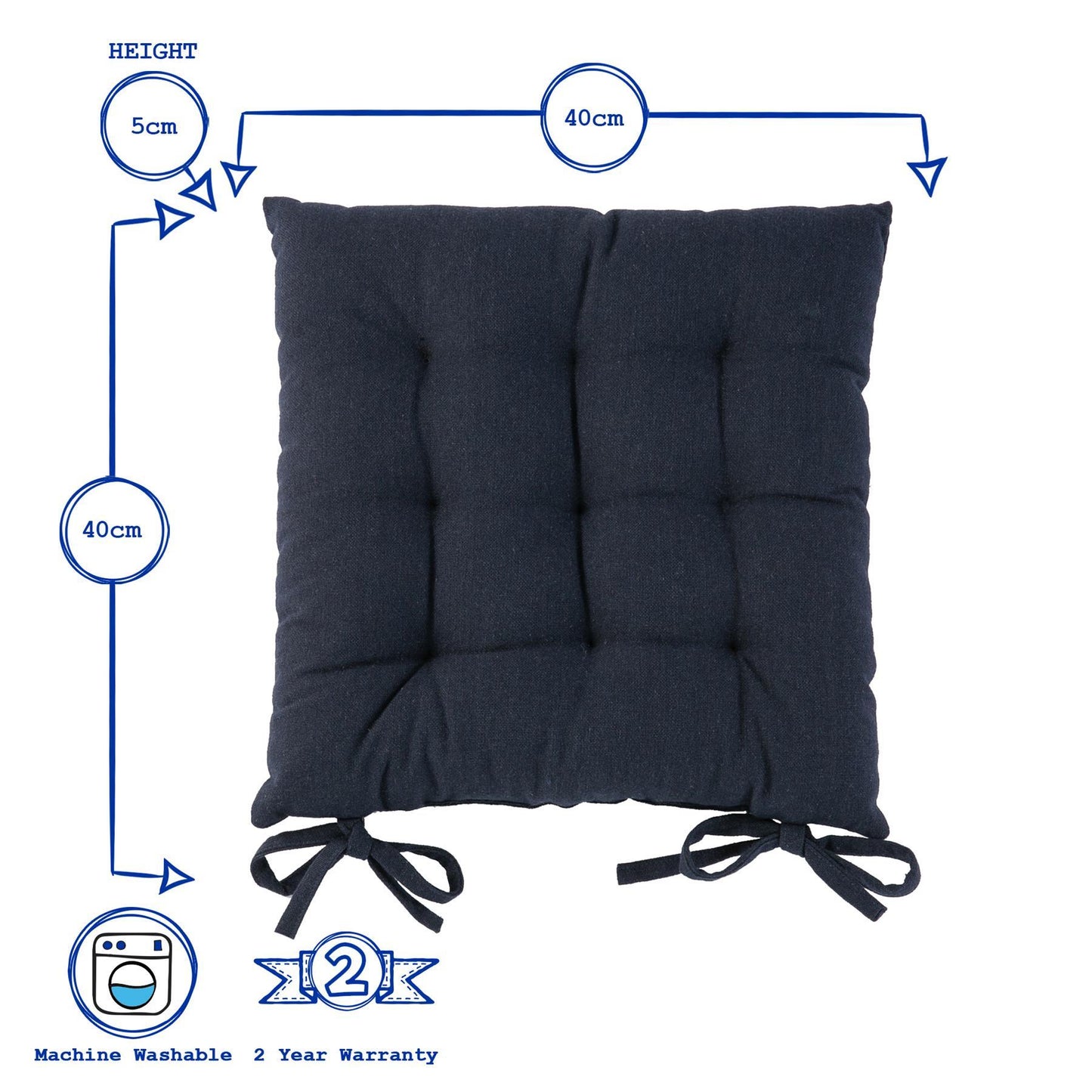 40cm Square Garden Chair Seat Cushion