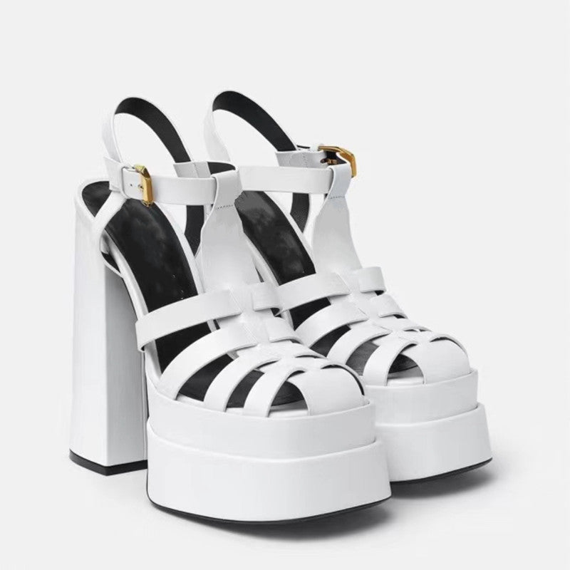 Summer Thick Heels High Heels Fish Mouth Europe And The United States