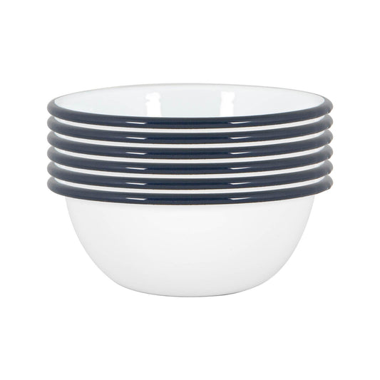 16cm White Enamel Bowls - Pack of Six
