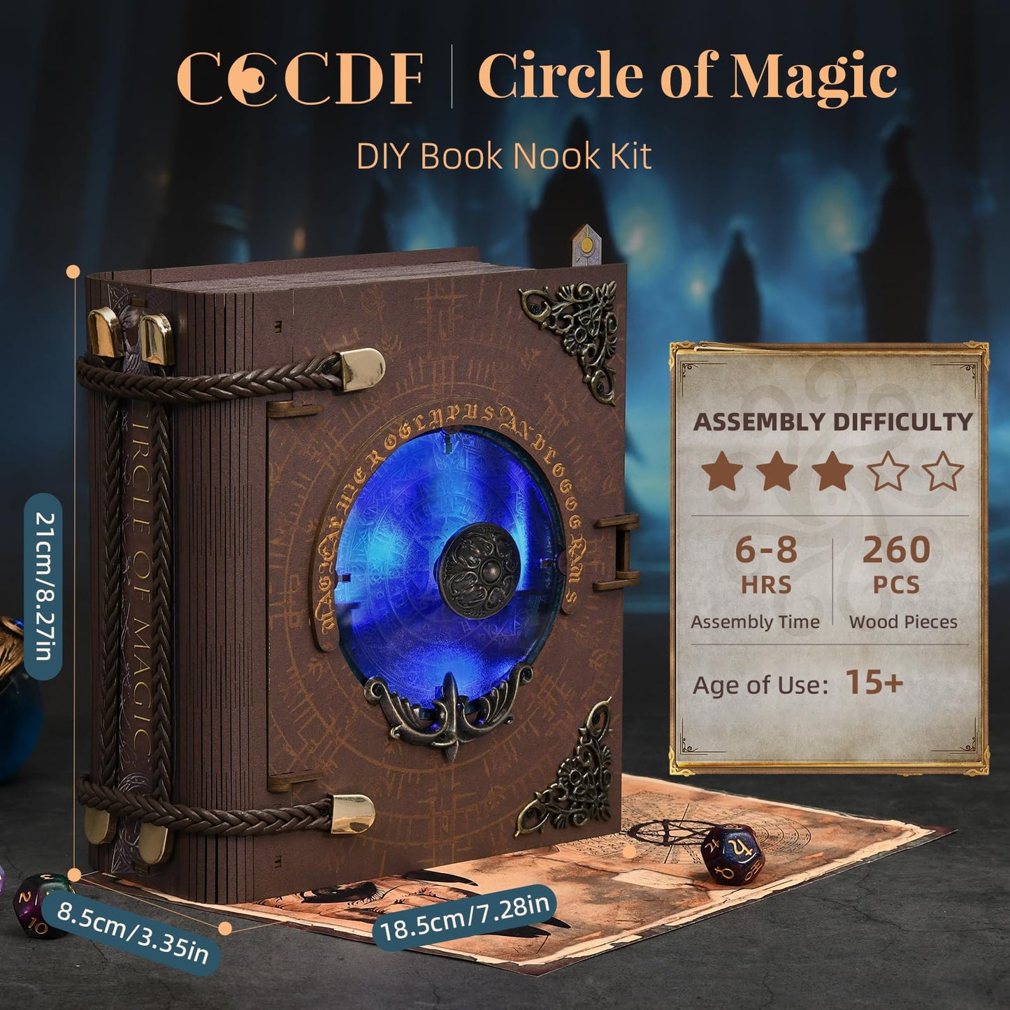 CCCDF Book Nook Kit — Circle of Magic DIY 3D Wooden Bookend with LED Light